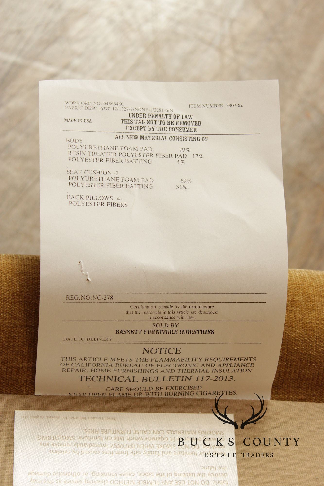 Bassett Furniture Traditional Gold Skirted Sofa