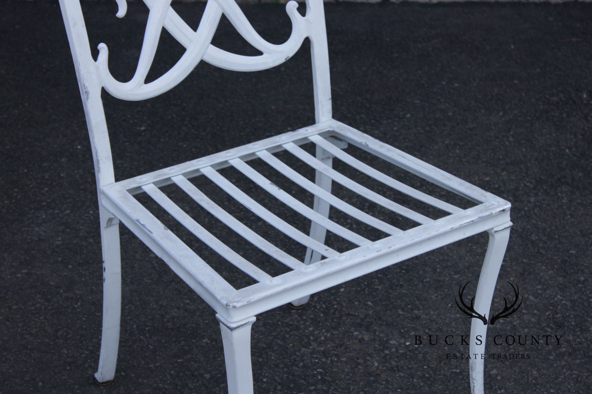 BROWN JORDAN CAST ALUMINUM 'DAY LILY' OUTDOOR PATIO SET OF FOUR DINING CHAIRS