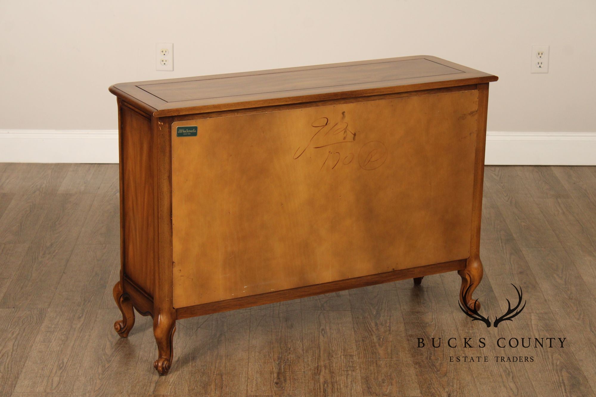 French Provincial Style Vintage Narrow Walnut Console Cabinet