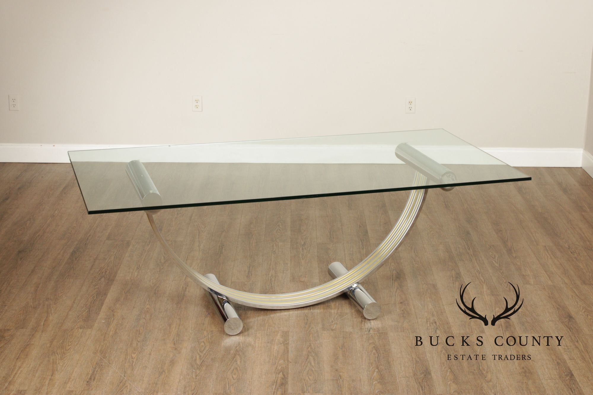 Italian Modern Glass Top Chrome Dining Table Renato Zevi