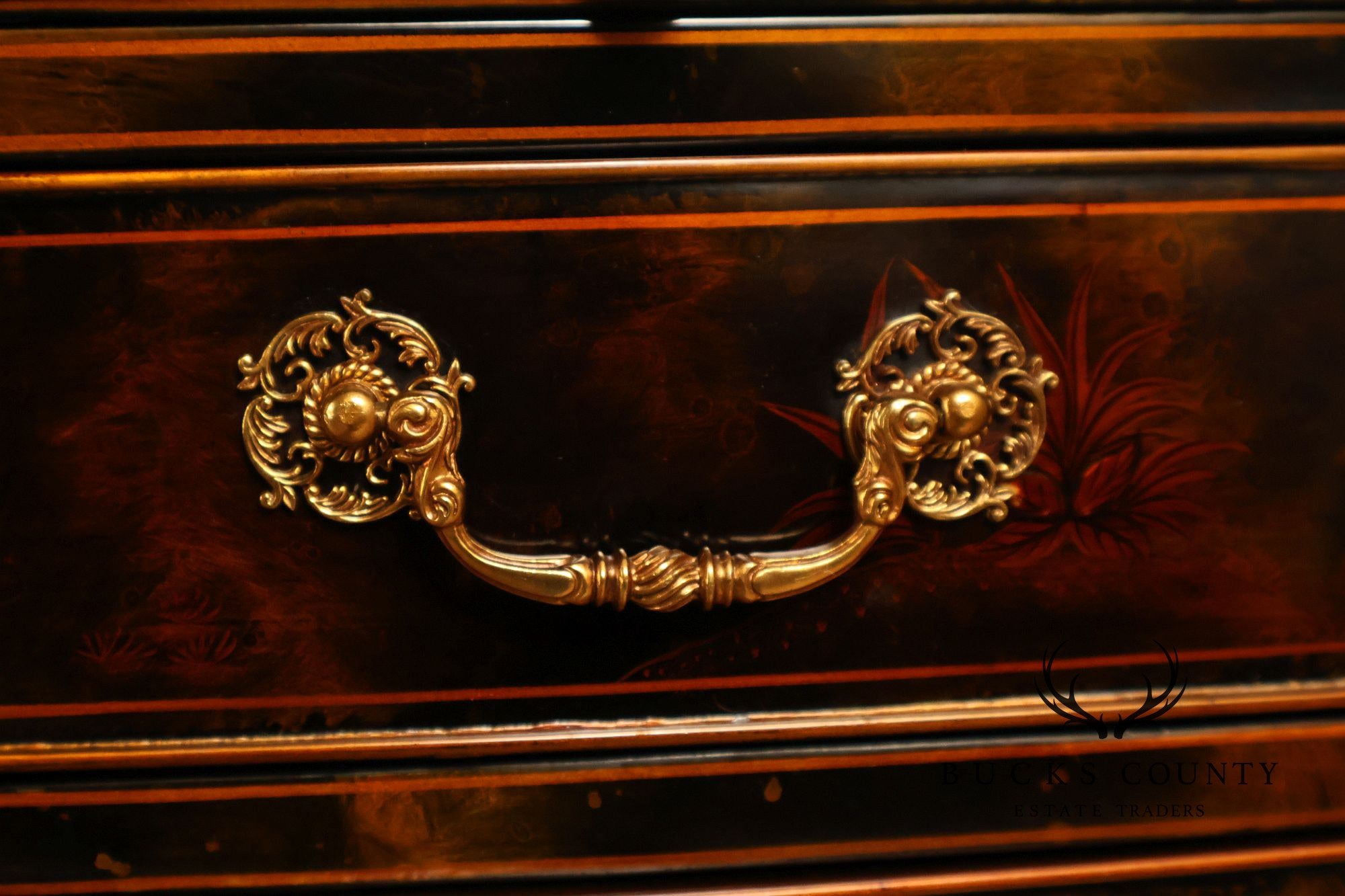 Maitland Smith Chinoiserie Bow Front Chest of Drawers