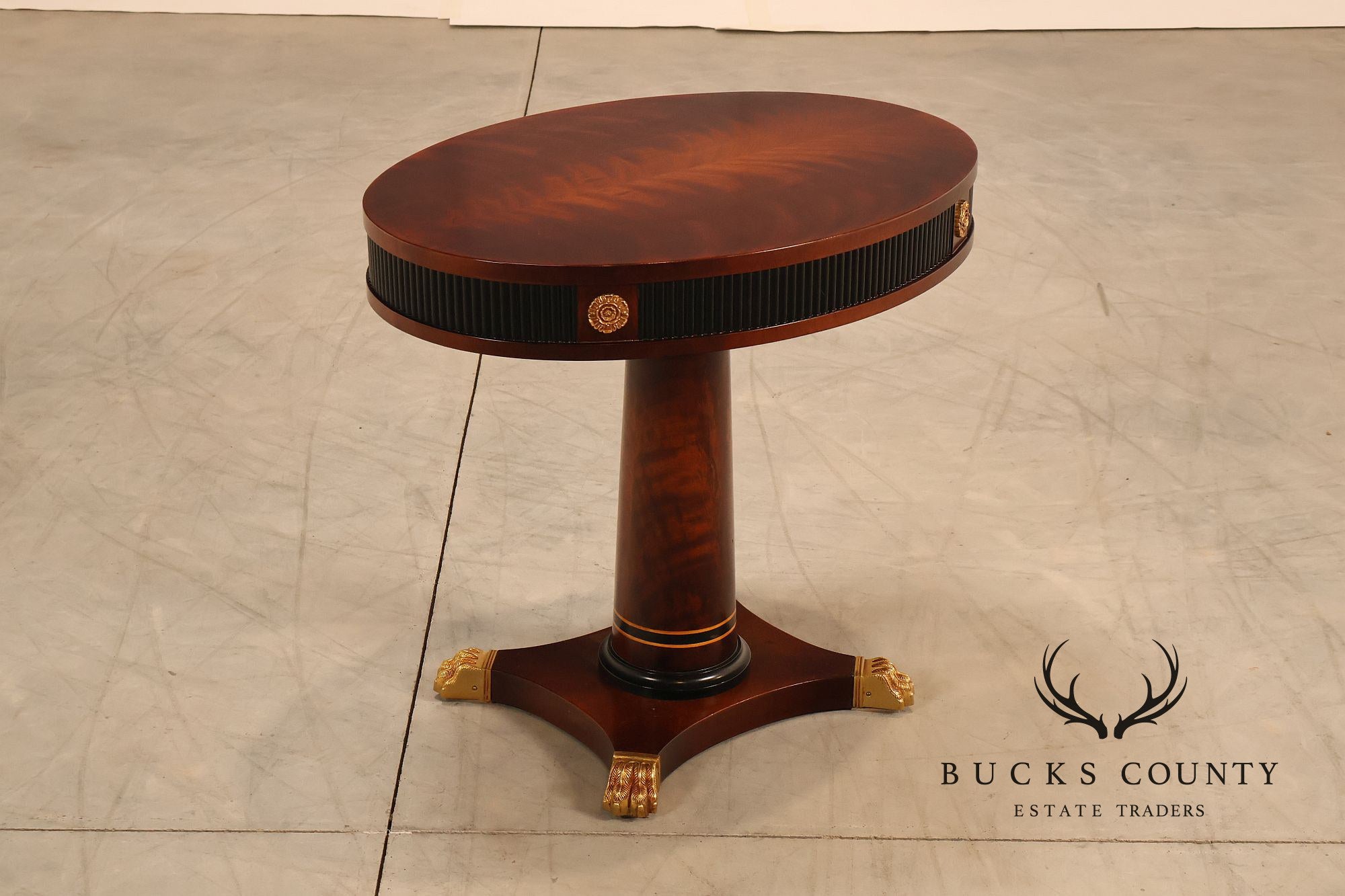 Mariner Neoclassical Style Pair Of Oval Mahogany Pedestal Tables