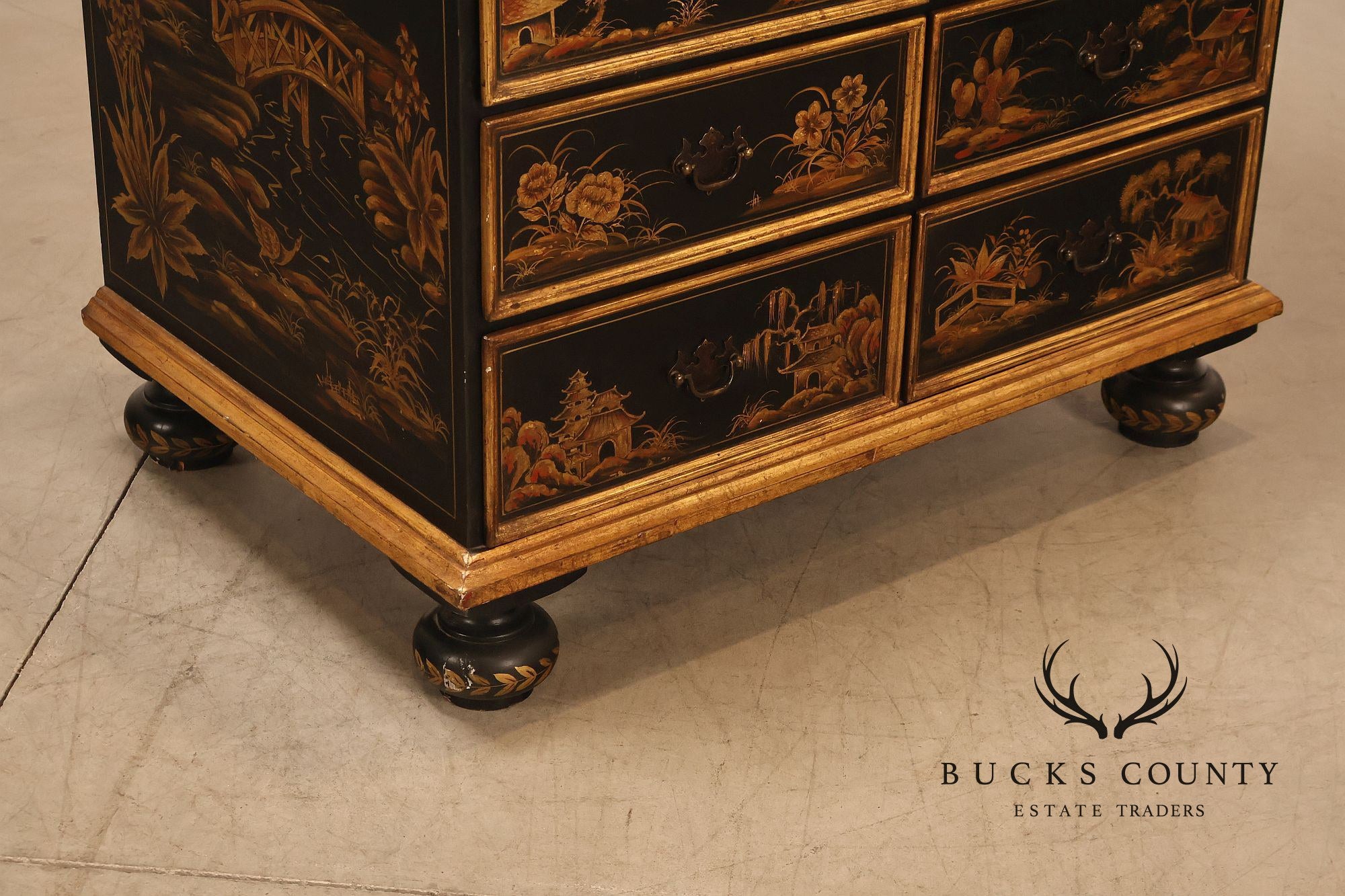 Chinoiserie Decorated Drop Front Secretary Desk
