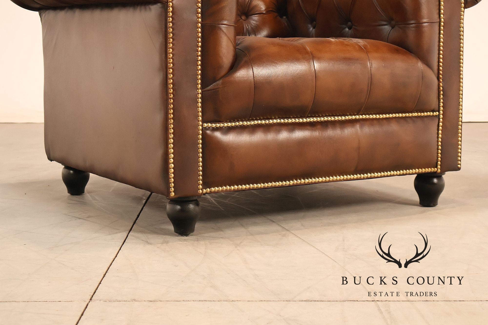 Chesterfield Style Brown Tufted Leather Club Chair