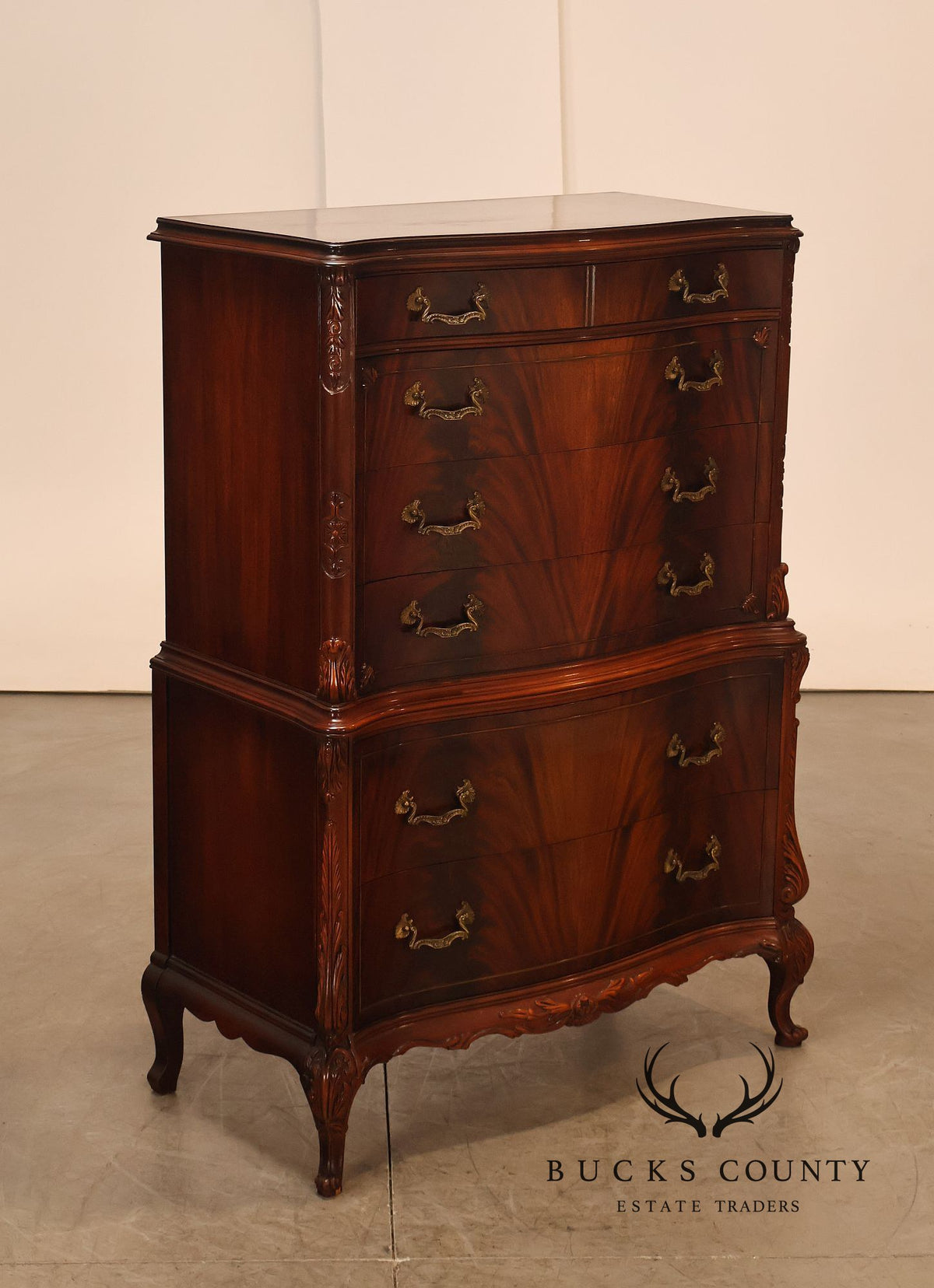 Vintage 1940s Mahogany High Chest