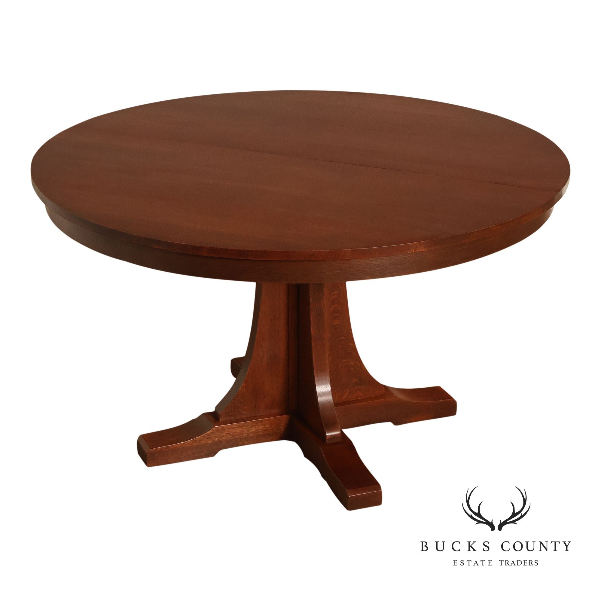 Stickley Mission Collection Round Oak Expandable Dining Table