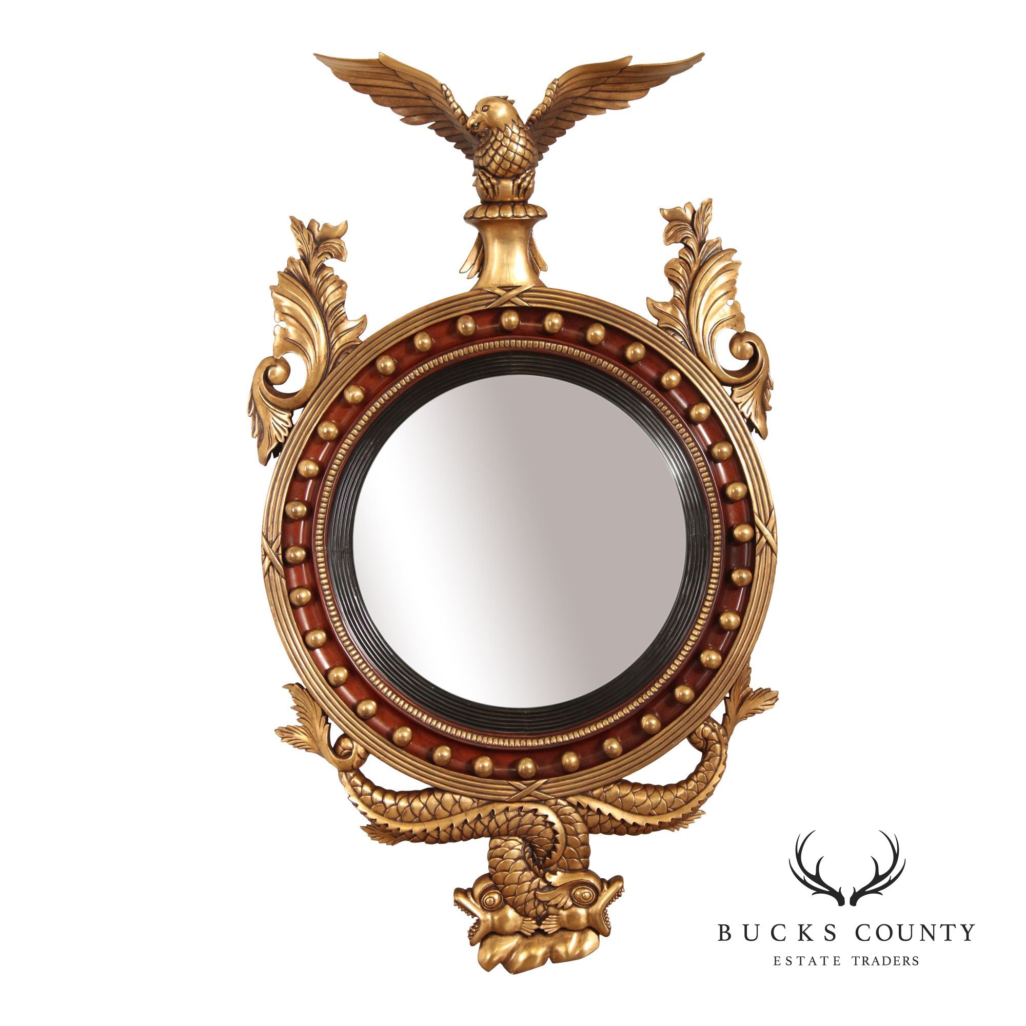 Victoria Collection Federal Style Large Convex Wall Mirror