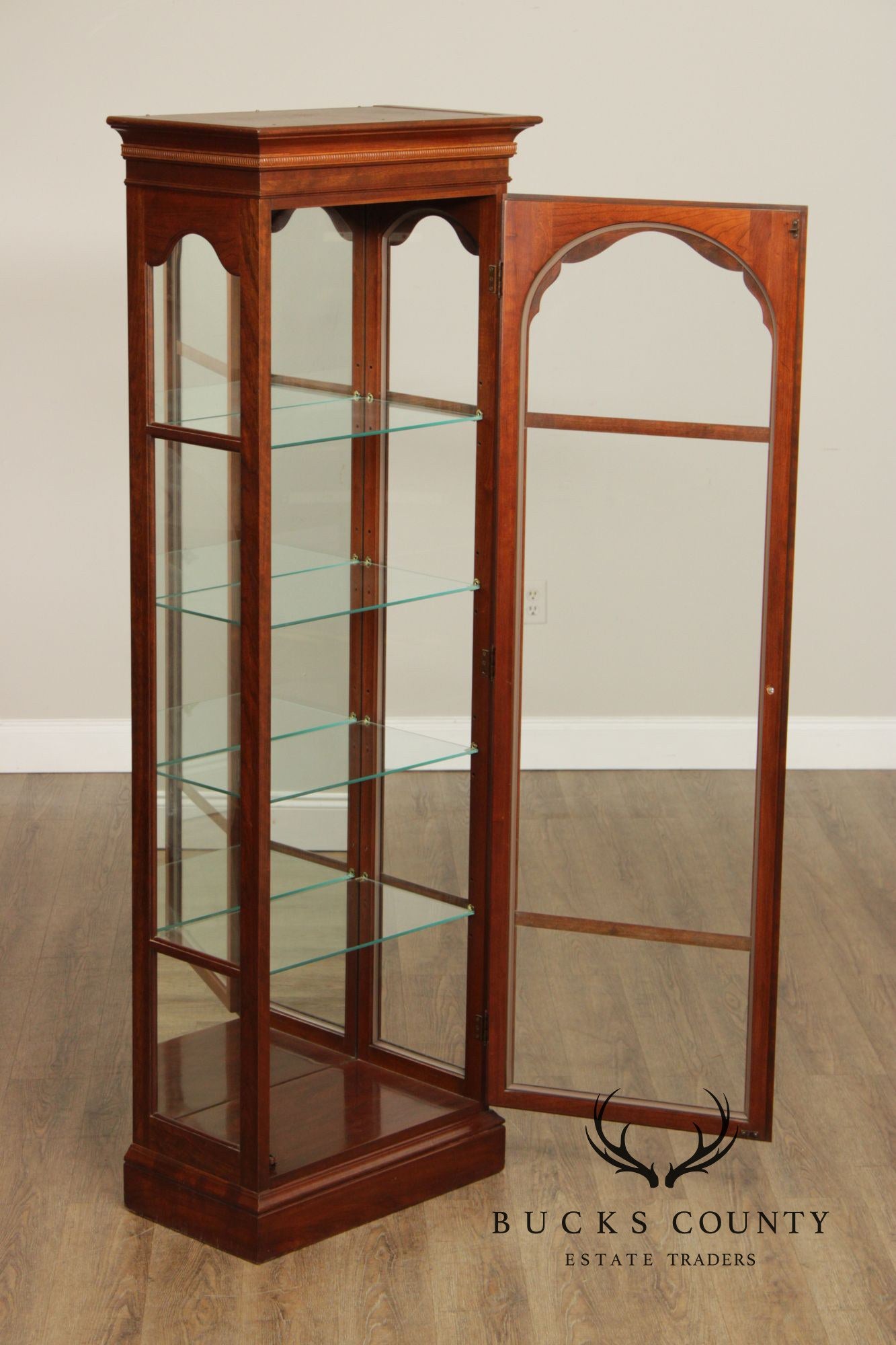 Knob Creek Traditional Cherry Narrow Curio Display Cabinet