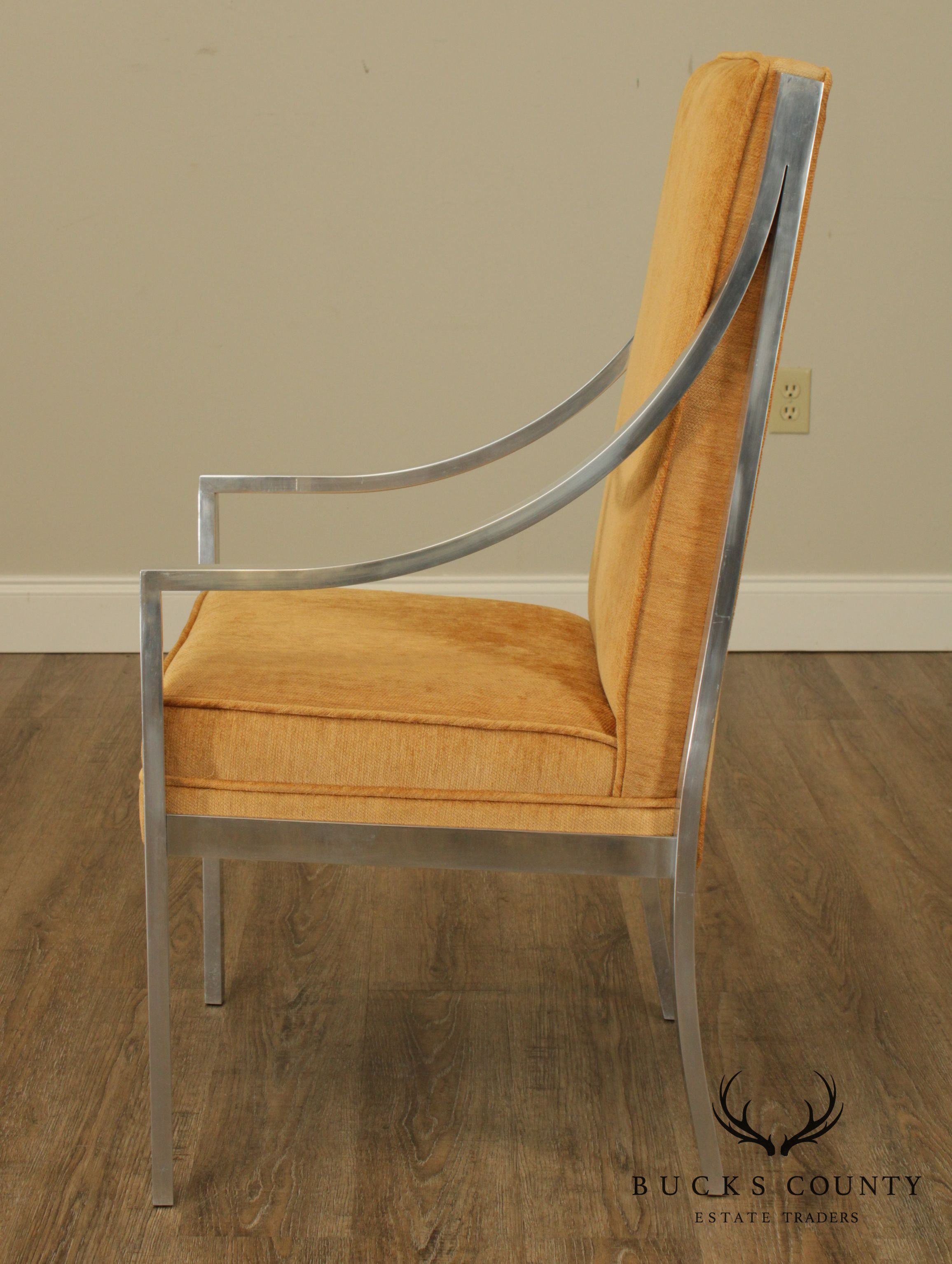 Mid Century Modern Aluminum Frame Upholstered Armchair