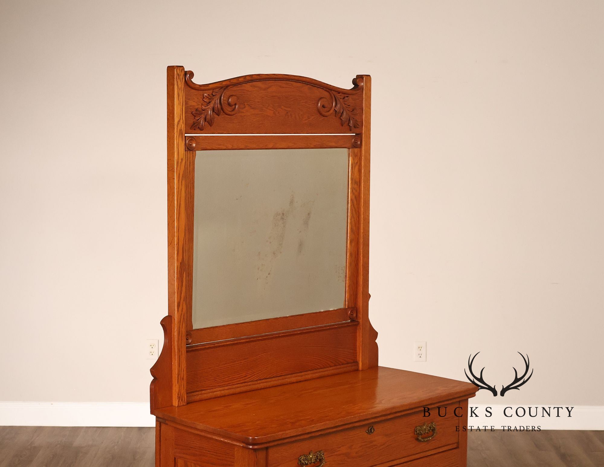 Paine Furniture Renaissance Revival Oak Dresser with Mirror