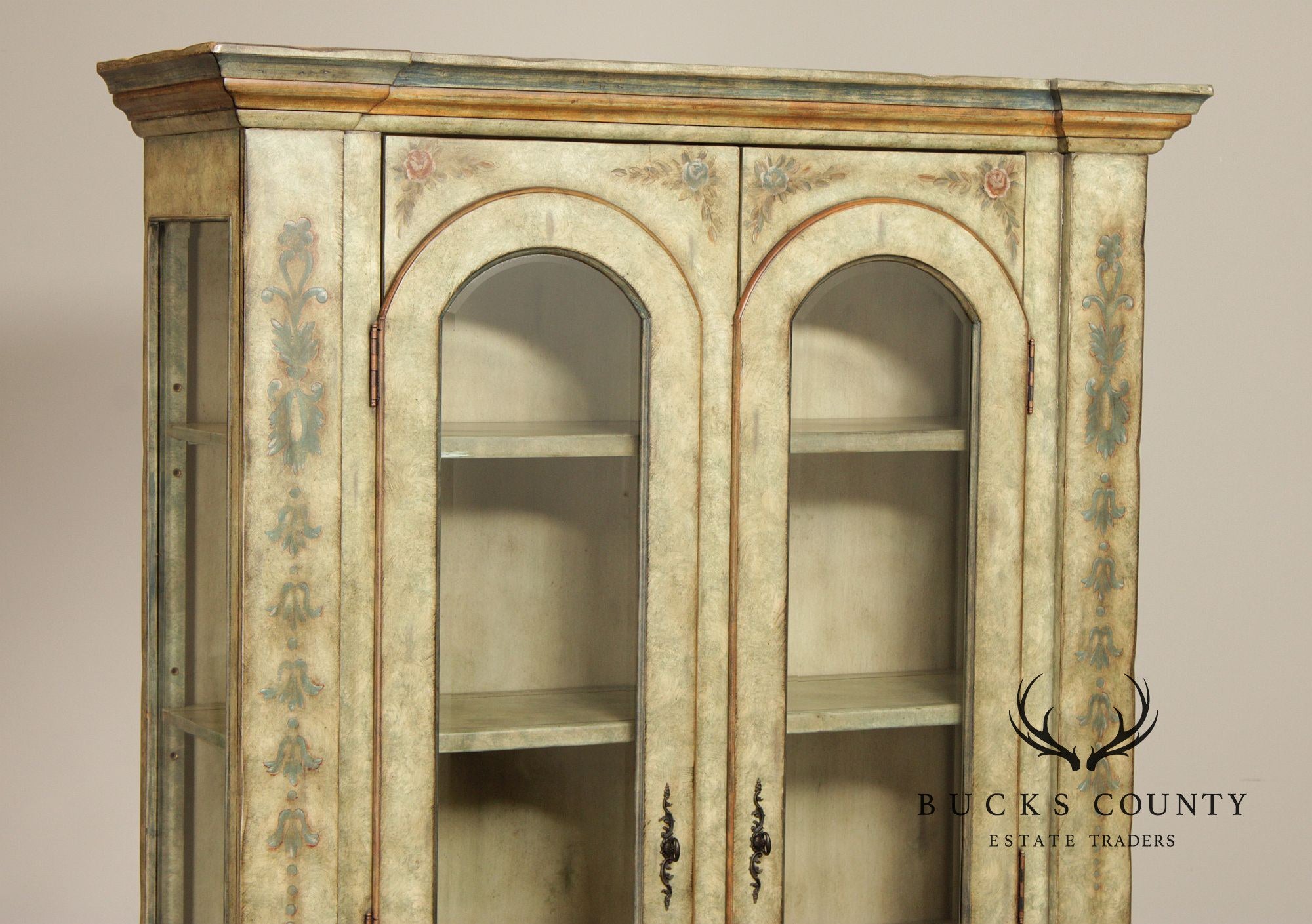 Tuscan Style Painted Two-Door Bookcase China Cabinet