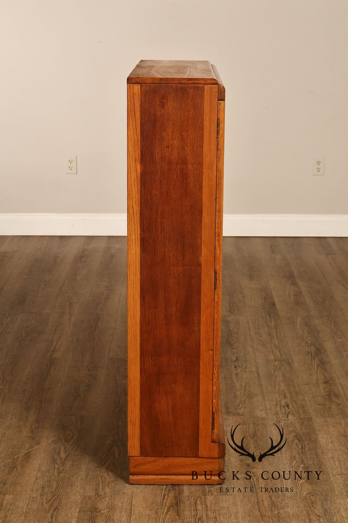 Antique Arts And Crafts Glass Door Oak Bookcase