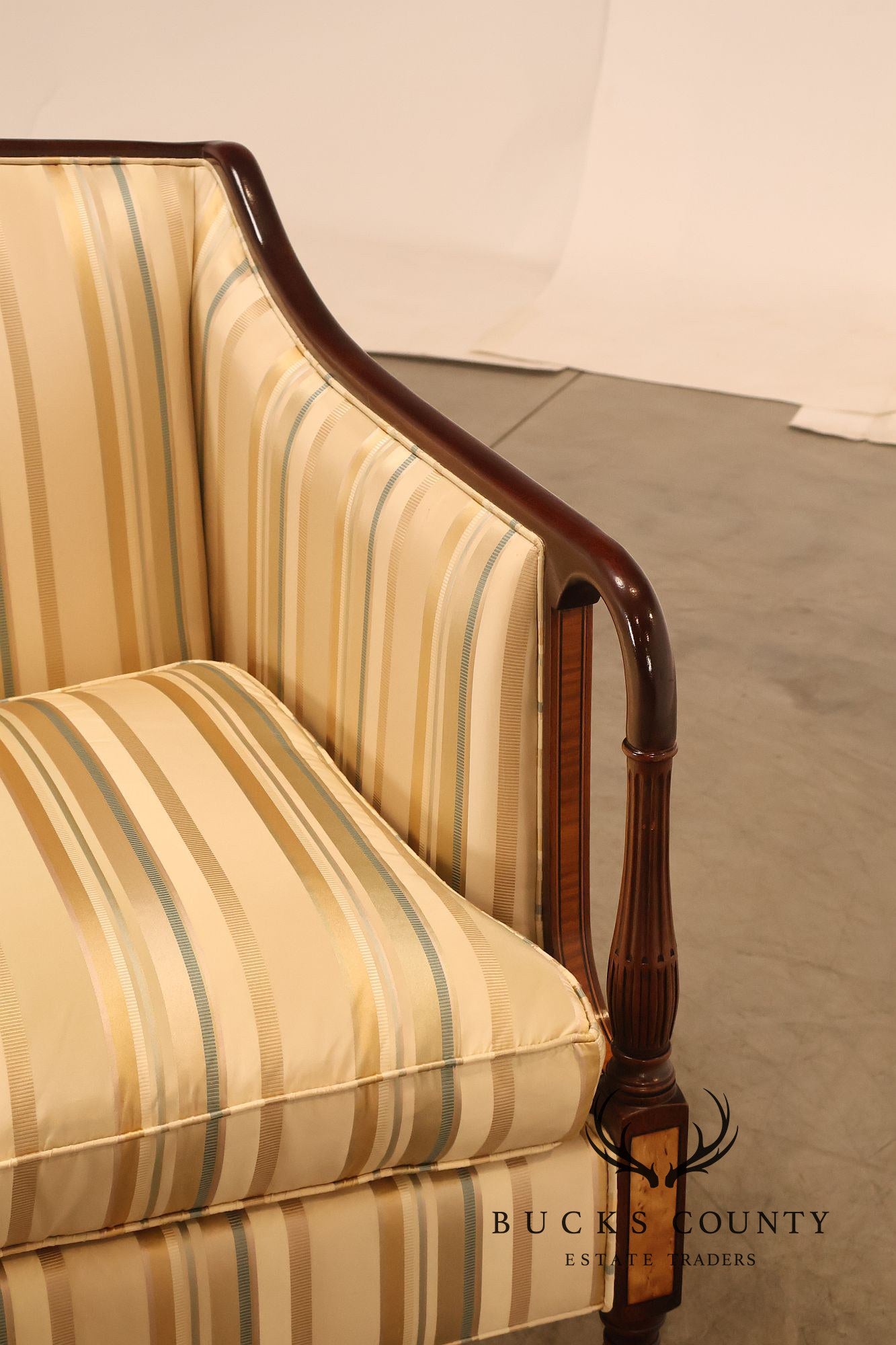 Southwood Sheraton Style Inlaid Mahogany Loveseat