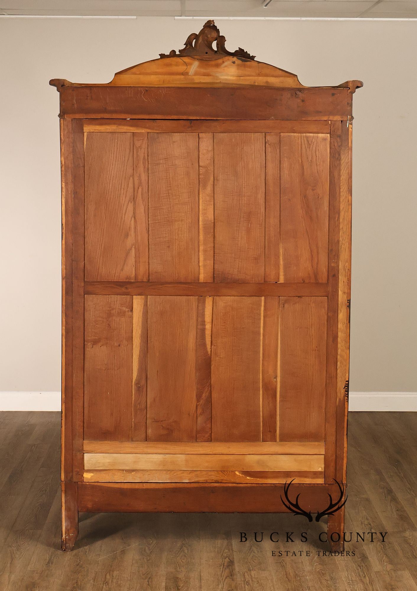 French Louis XV Style Antique Carved Mahogany Mirrored Armoire