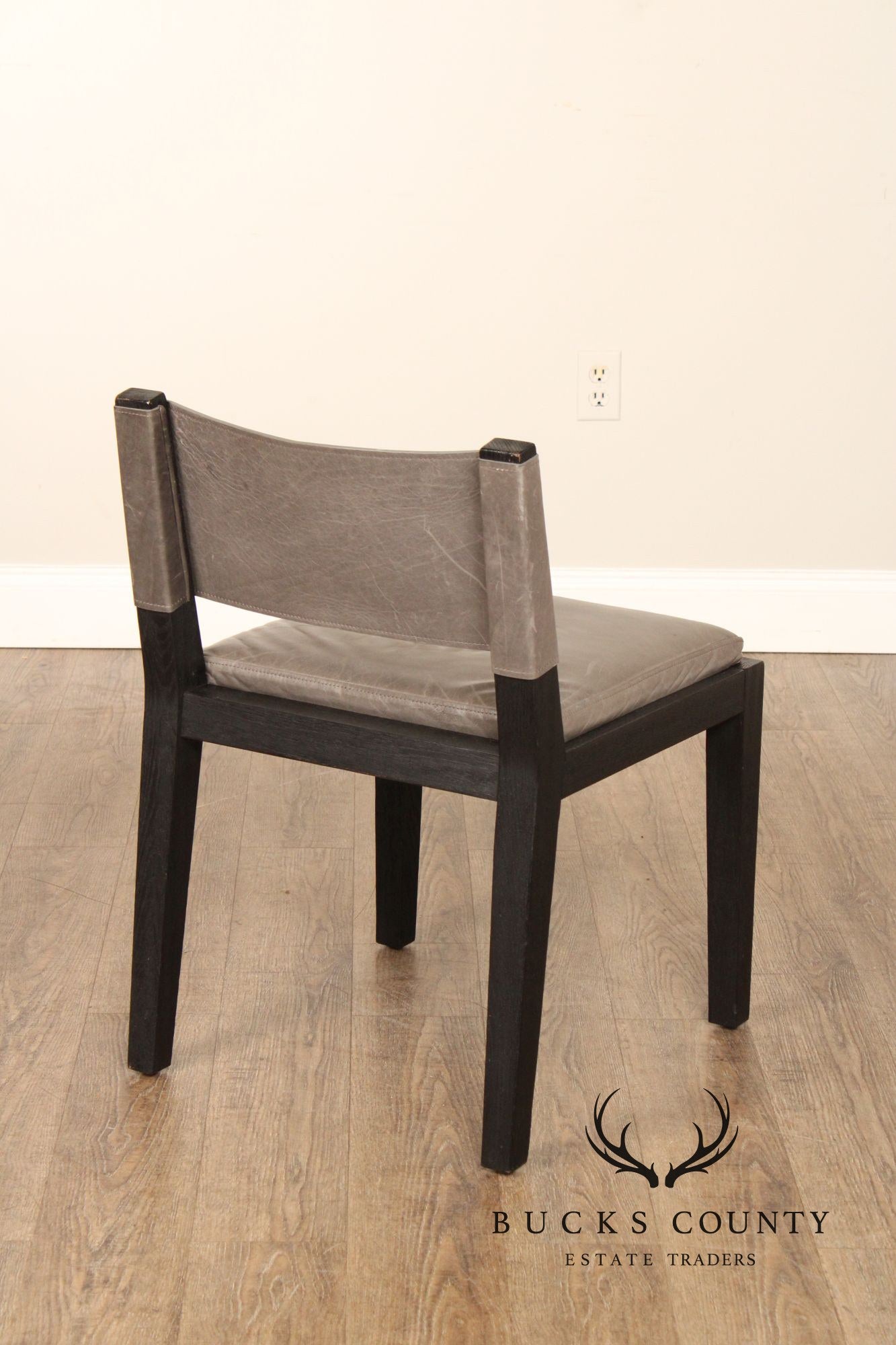 Restoration Hardware Saddle Leather Set Of Four Dining Chairs