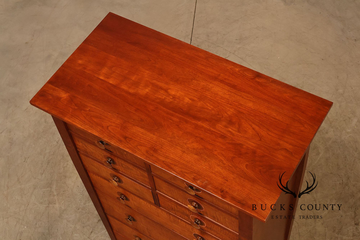 Stickley Mission Collection Harvey Ellis Cherry Inlaid Tall Chest Of Drawers