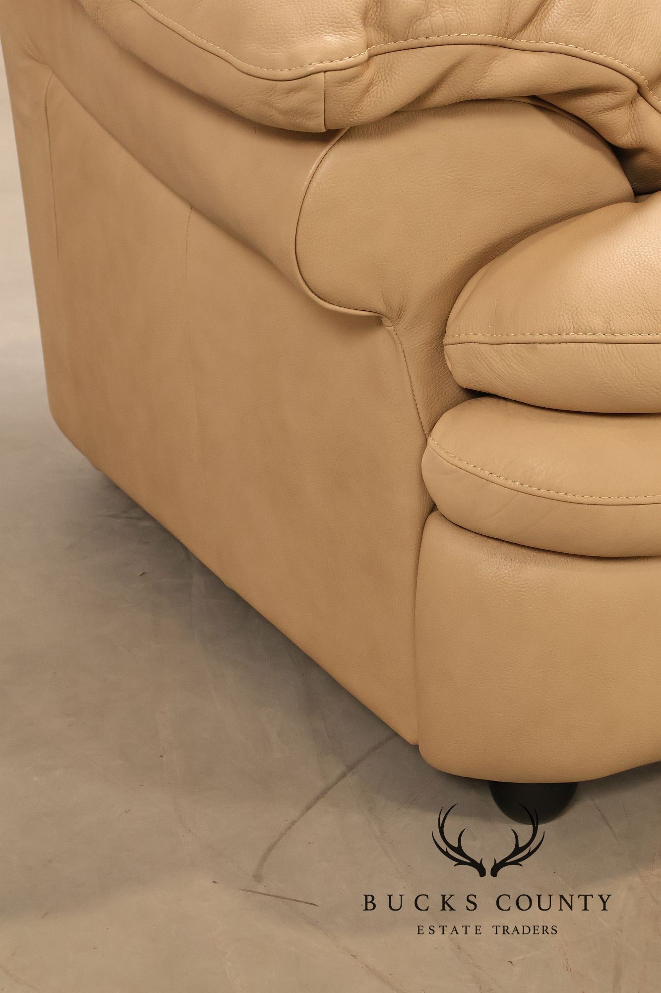 Italian Made Leather Sectional Sofa With Chaise