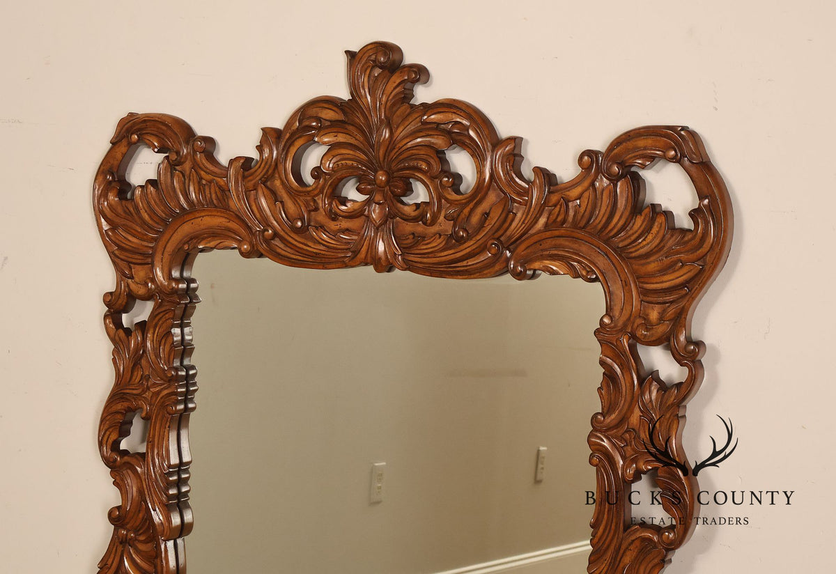 Large Hand Carved Baroque Style Wood Wall Mirror