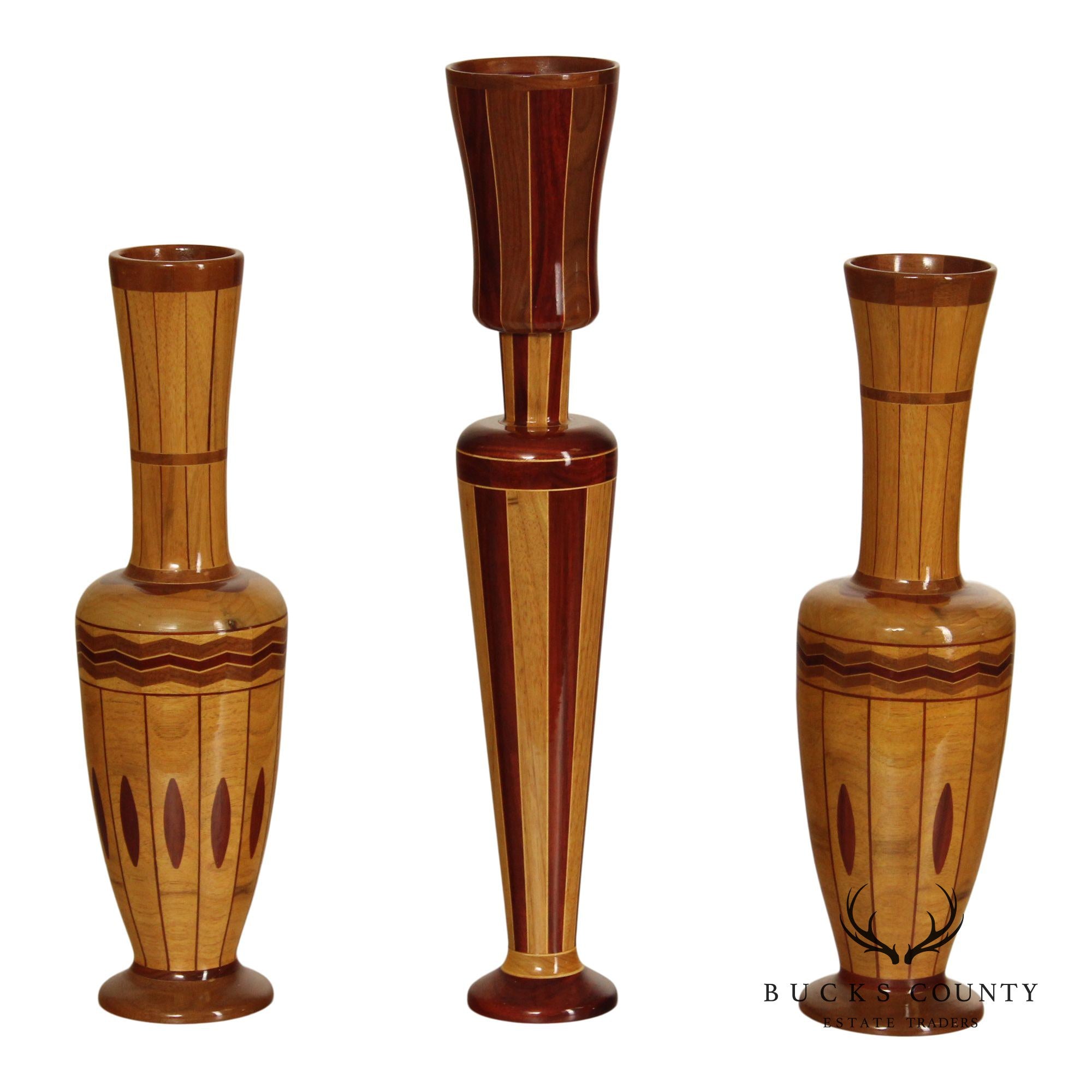 Philip M. Jacoby Set of Three Handcrafted Wood Vases