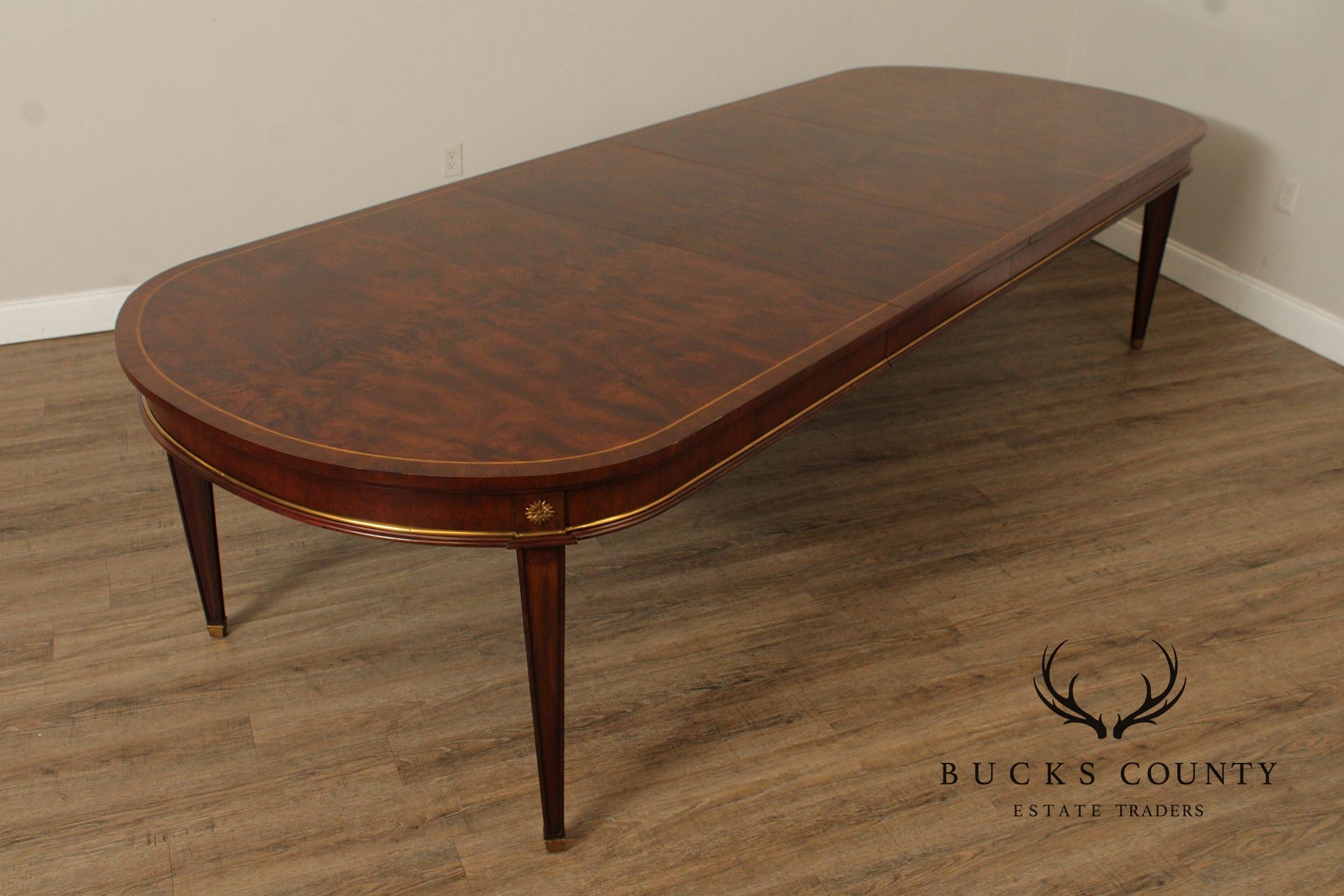 Maitland Smith Empire Style Oval Top Mahogany Expandable Dining Table