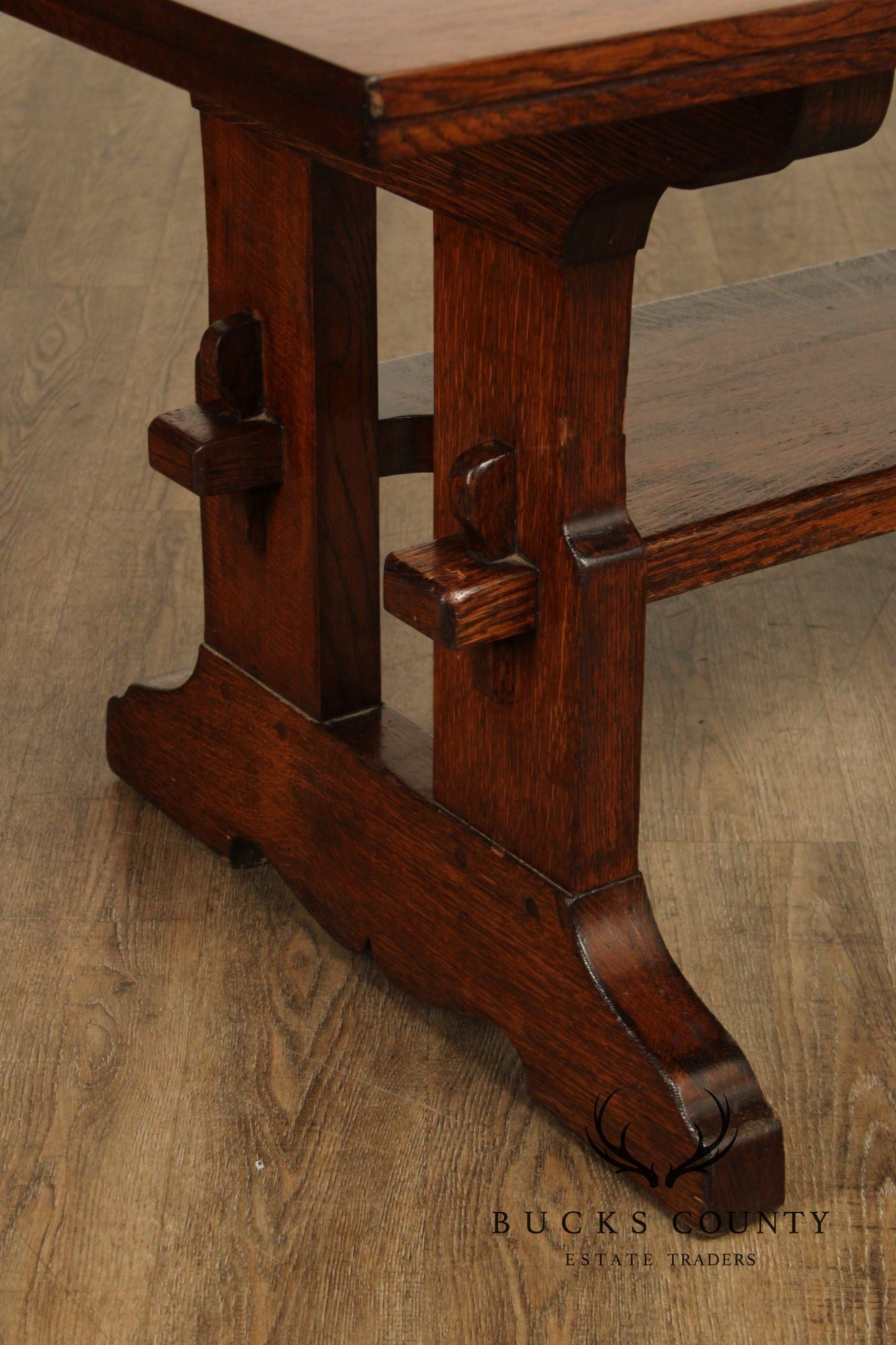 L. & J. G. Stickley Antique Mission Oak Large Trestle Table