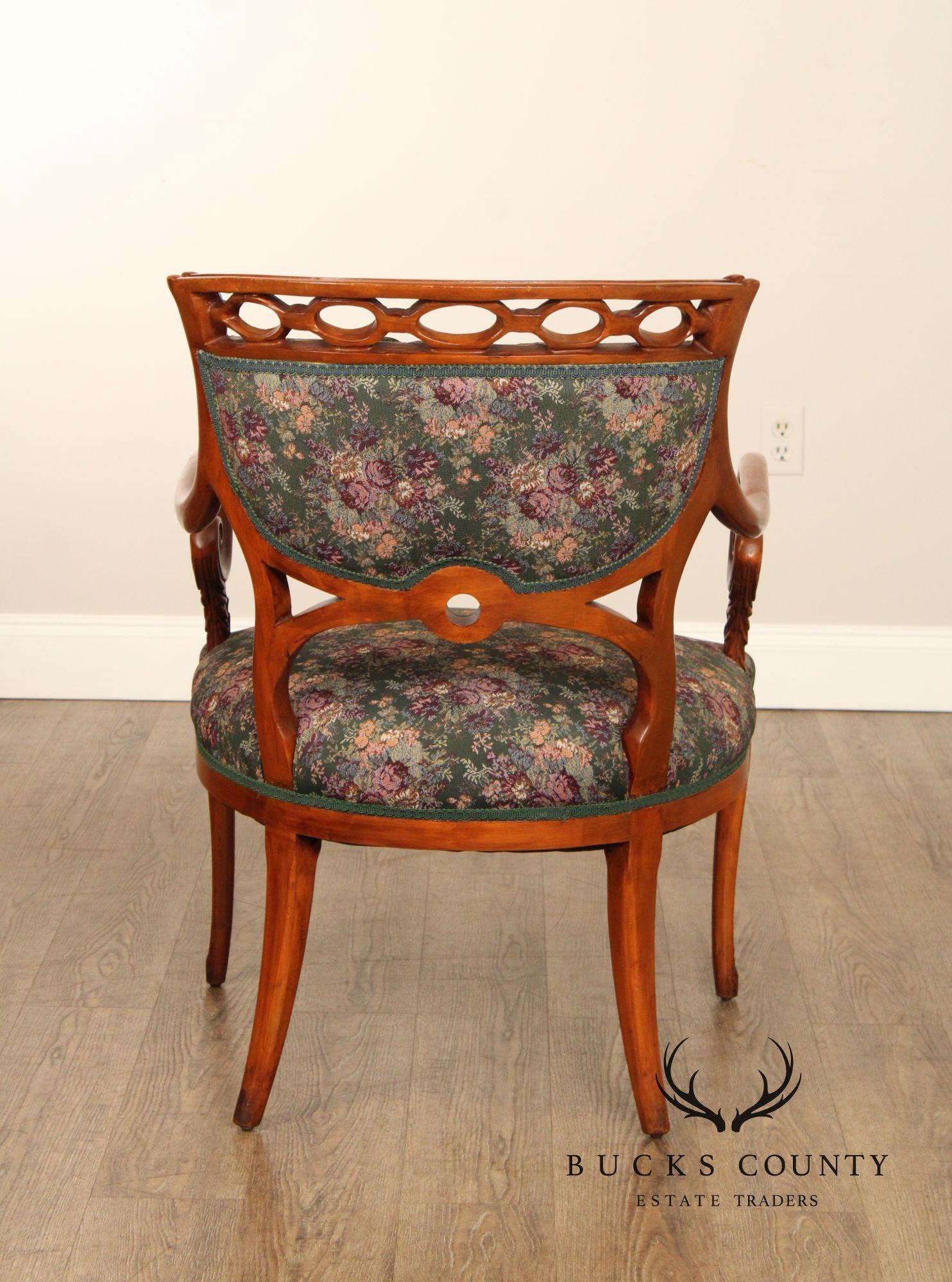 Regency Style Pair of Carved Parlor Armchairs