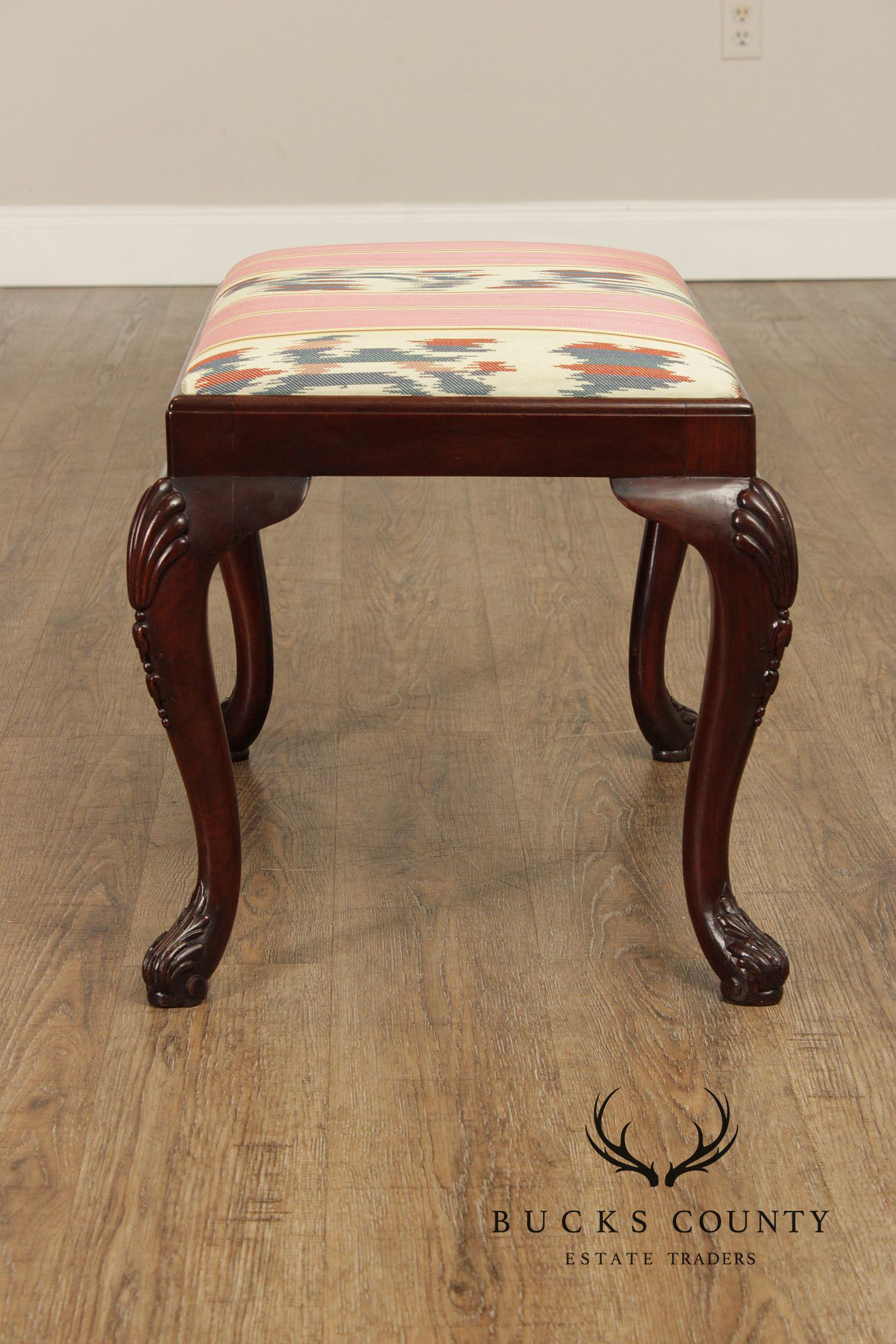 Georgian Style Carved Mahogany Stool