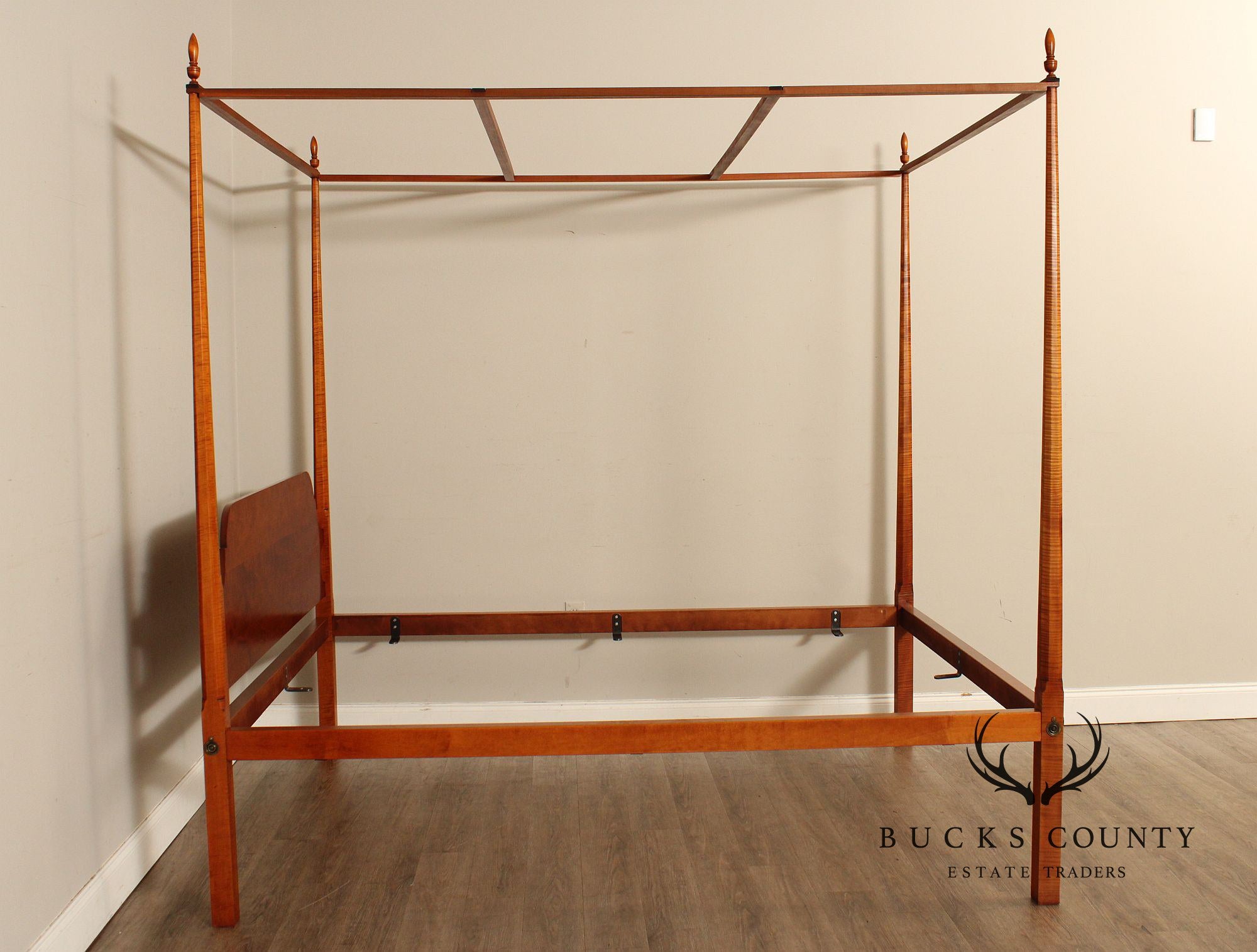 Eldred Wheeler Tiger Maple Queen Size Canopy Poster Bed