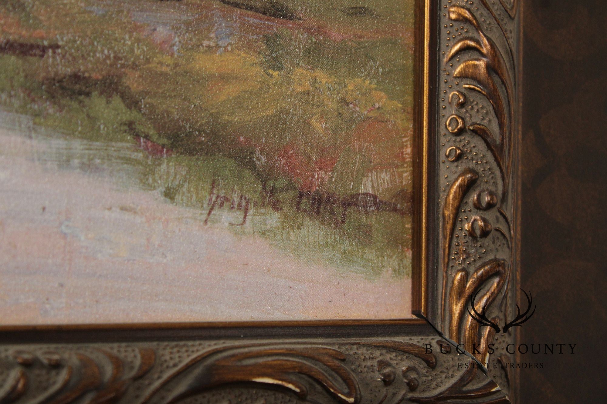 Impressionist Style Landscape Painting Riverbank