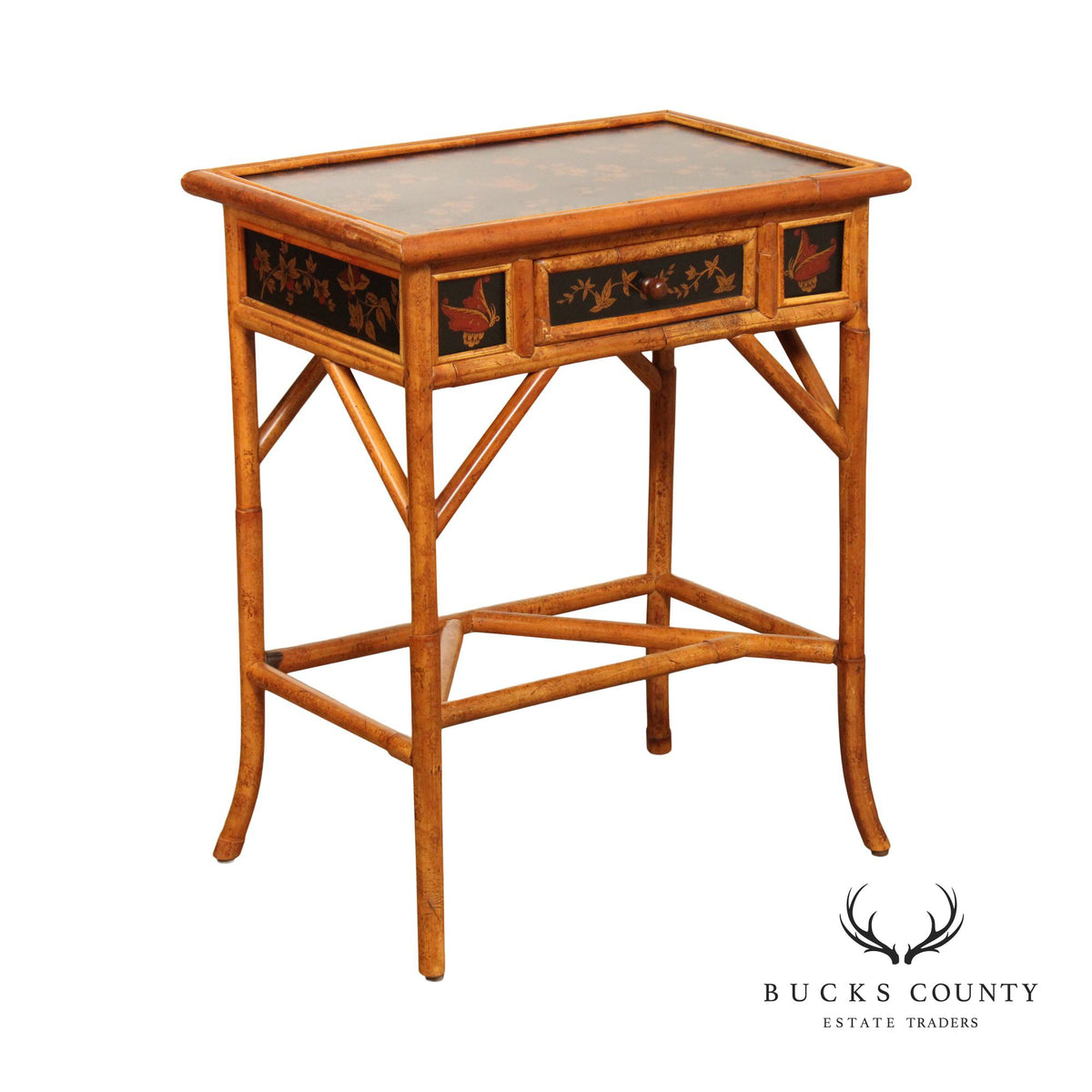 Chinoiserie Rattan Side Table