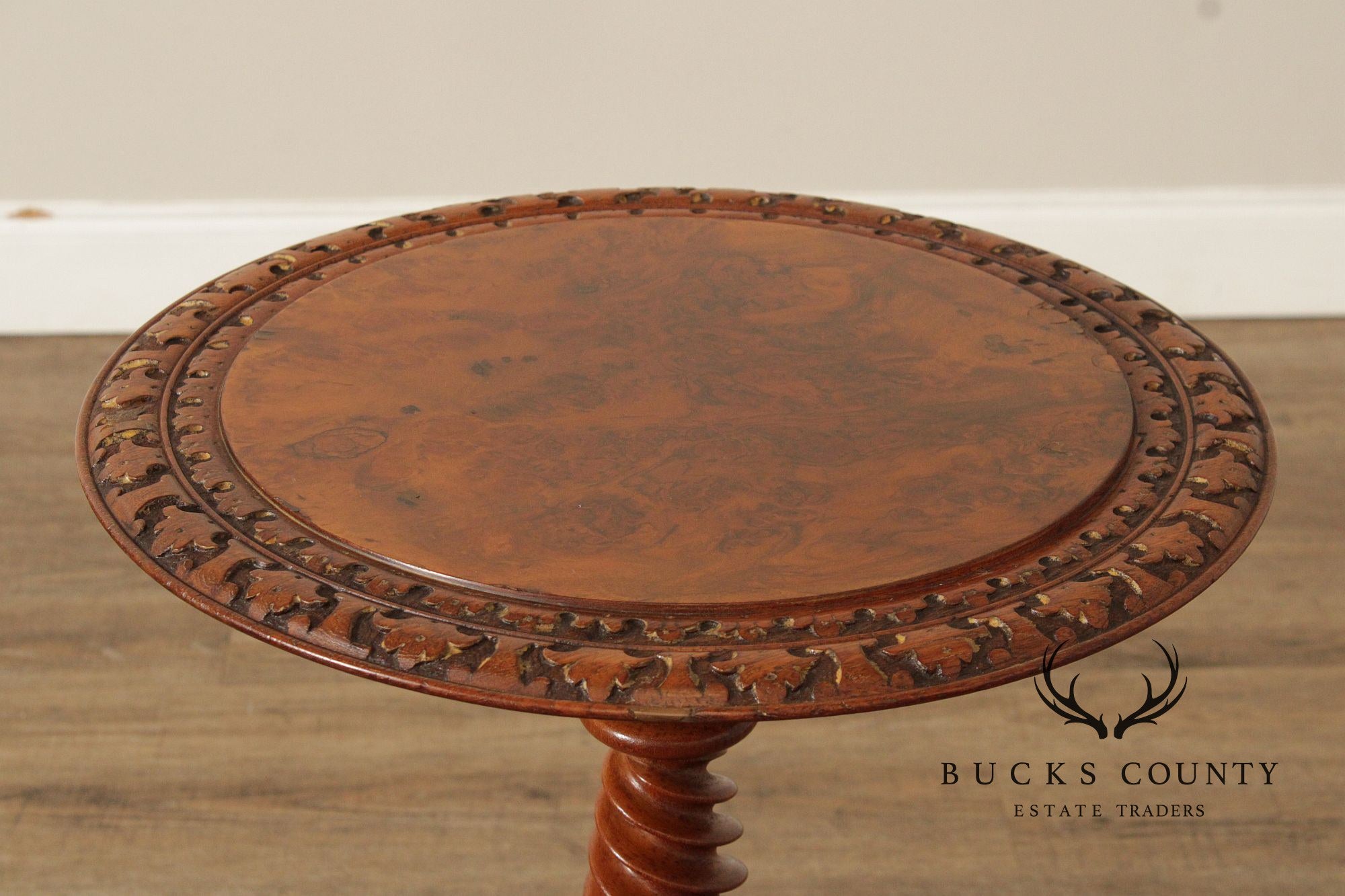 Antique Victorian Carved Walnut Tea or Wine Table
