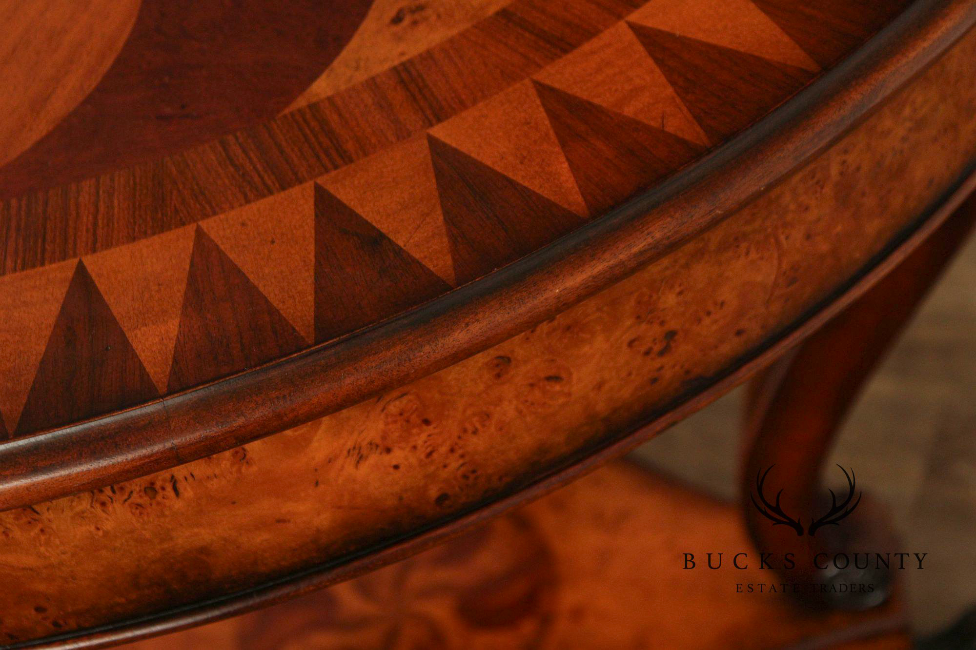 Theodore Alexander Round Inlaid Burlwood Center Table