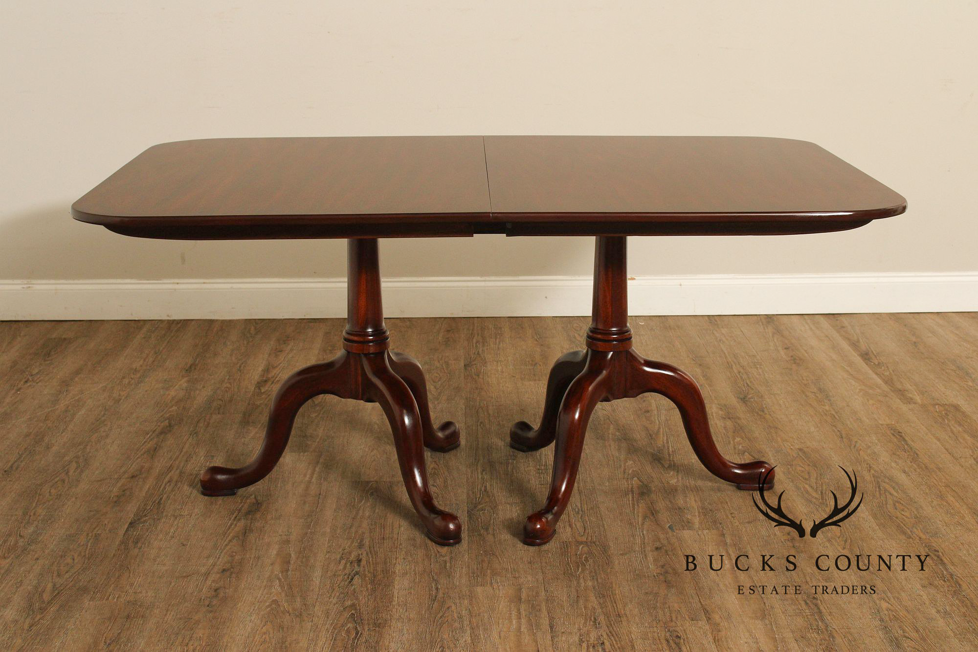 Henkel Harris Georgian Style Mahogany Double Pedestal Dining Table