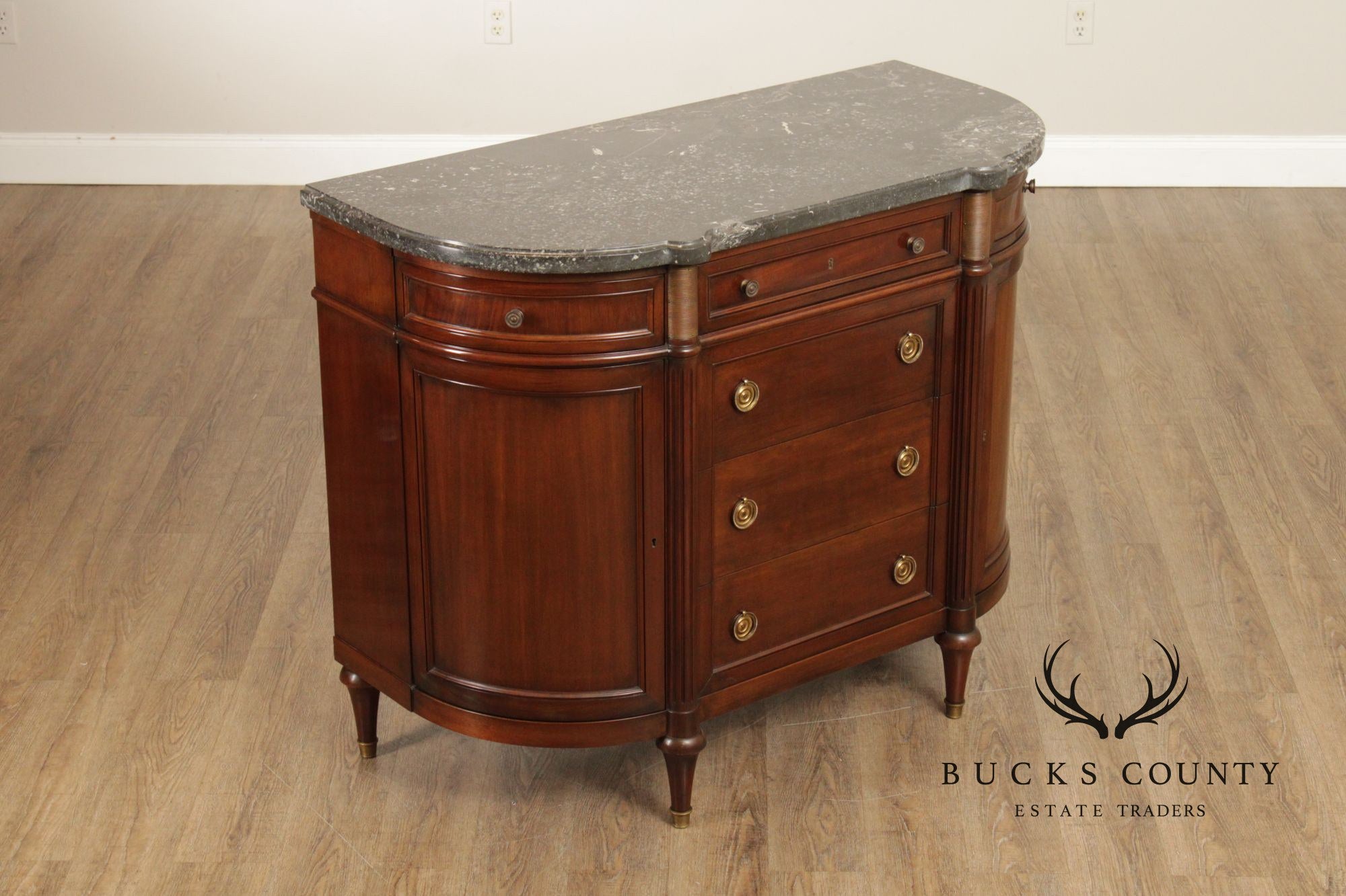 Regency Style Marble Top Mahogany Sideboard