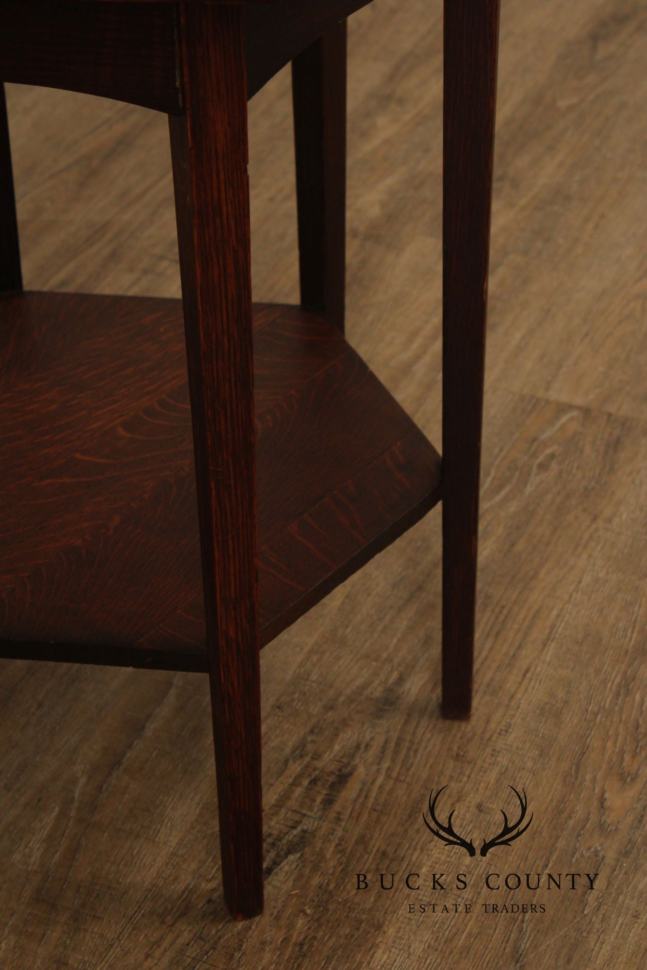 Imperial Furniture Antique Mission Oak Hexagonal Lamp Table