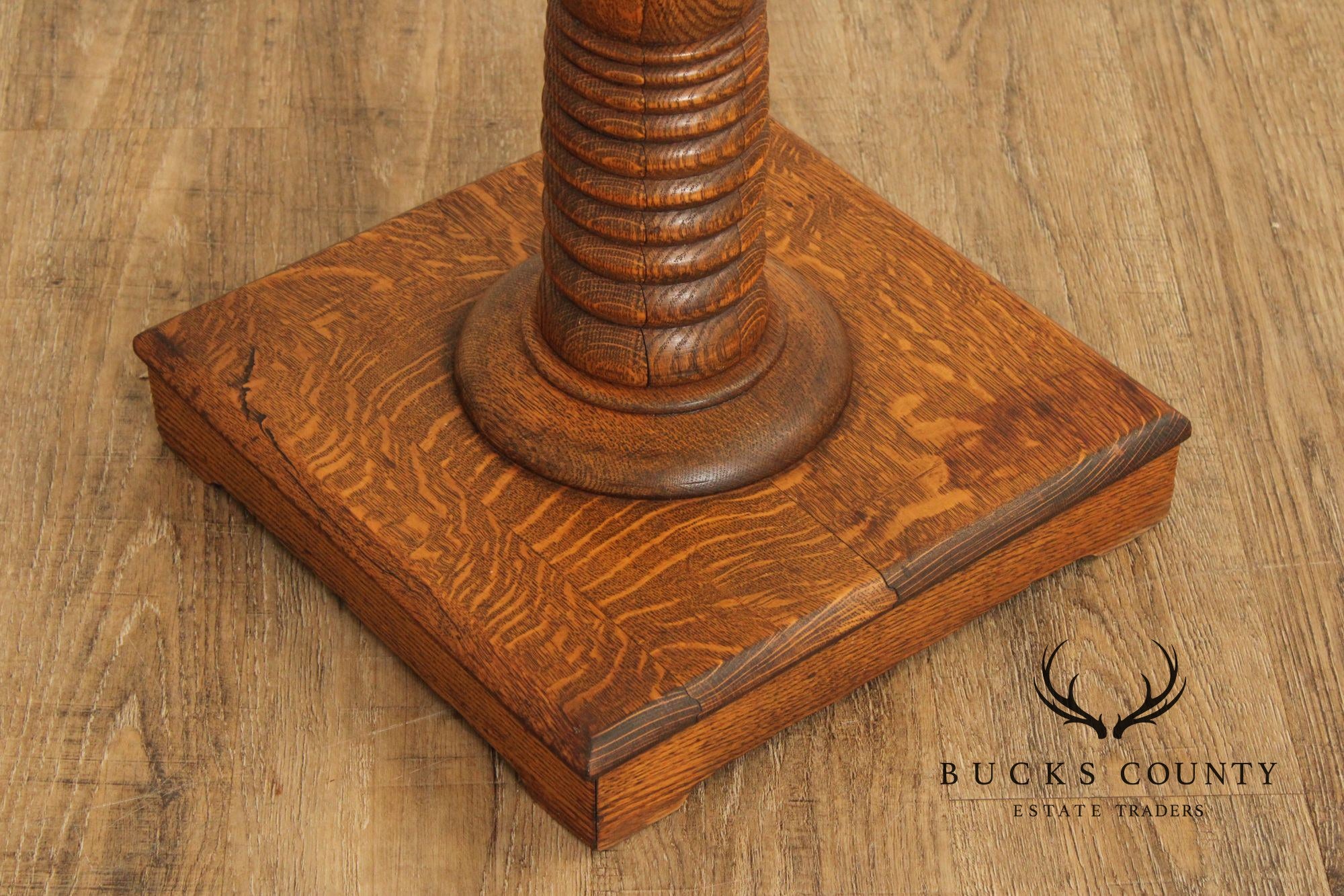 Antique Turned Oak Pedestal Plant Stand
