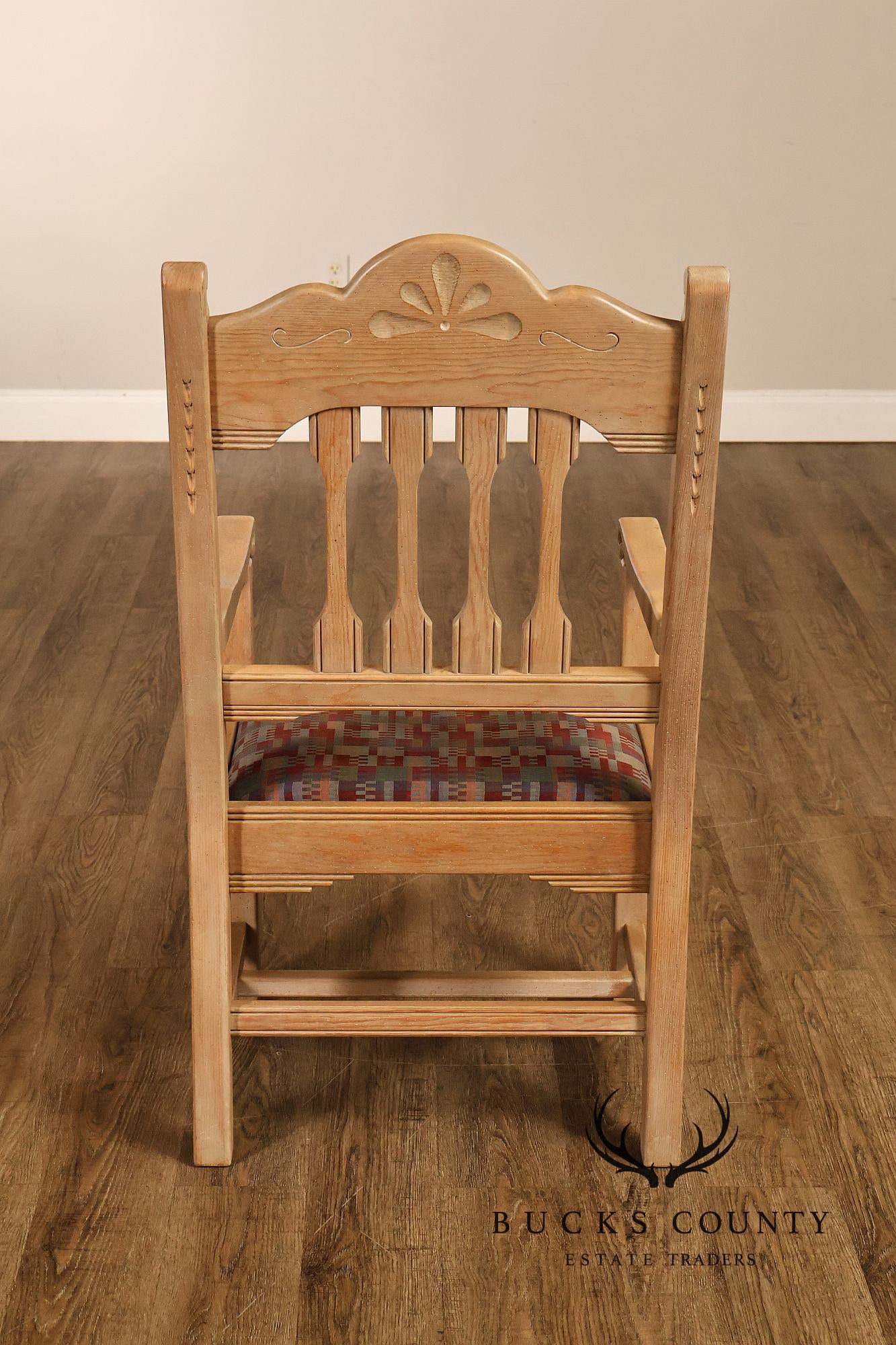 Southwest Style Vintage Set of Six Carved Pine Dining Chairs