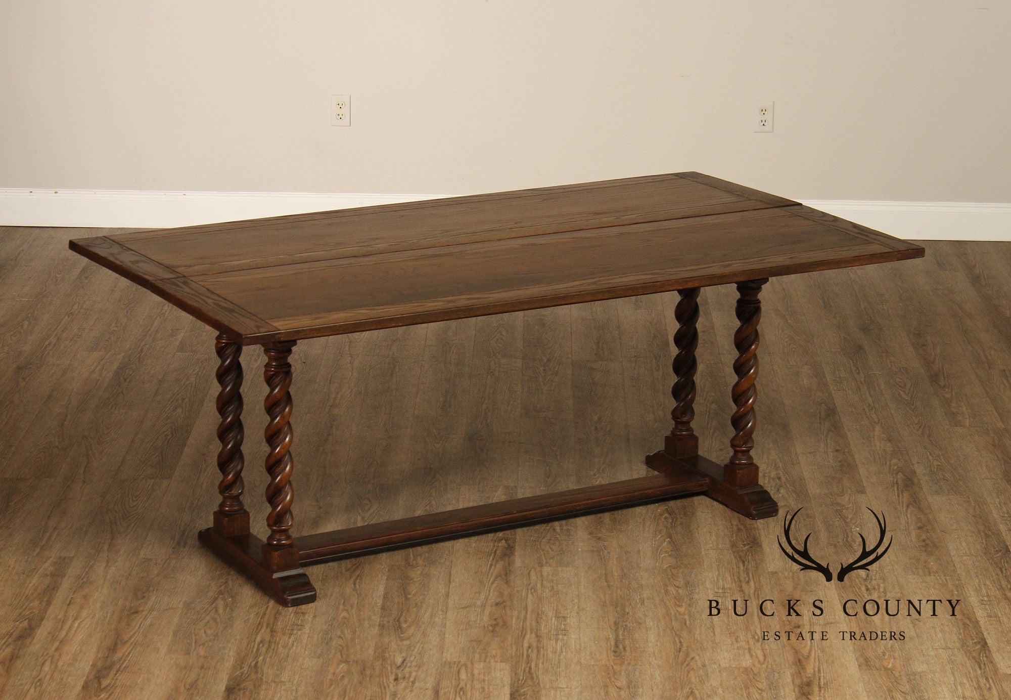 Jacobean Style Oak Barley Twist Library Console Table