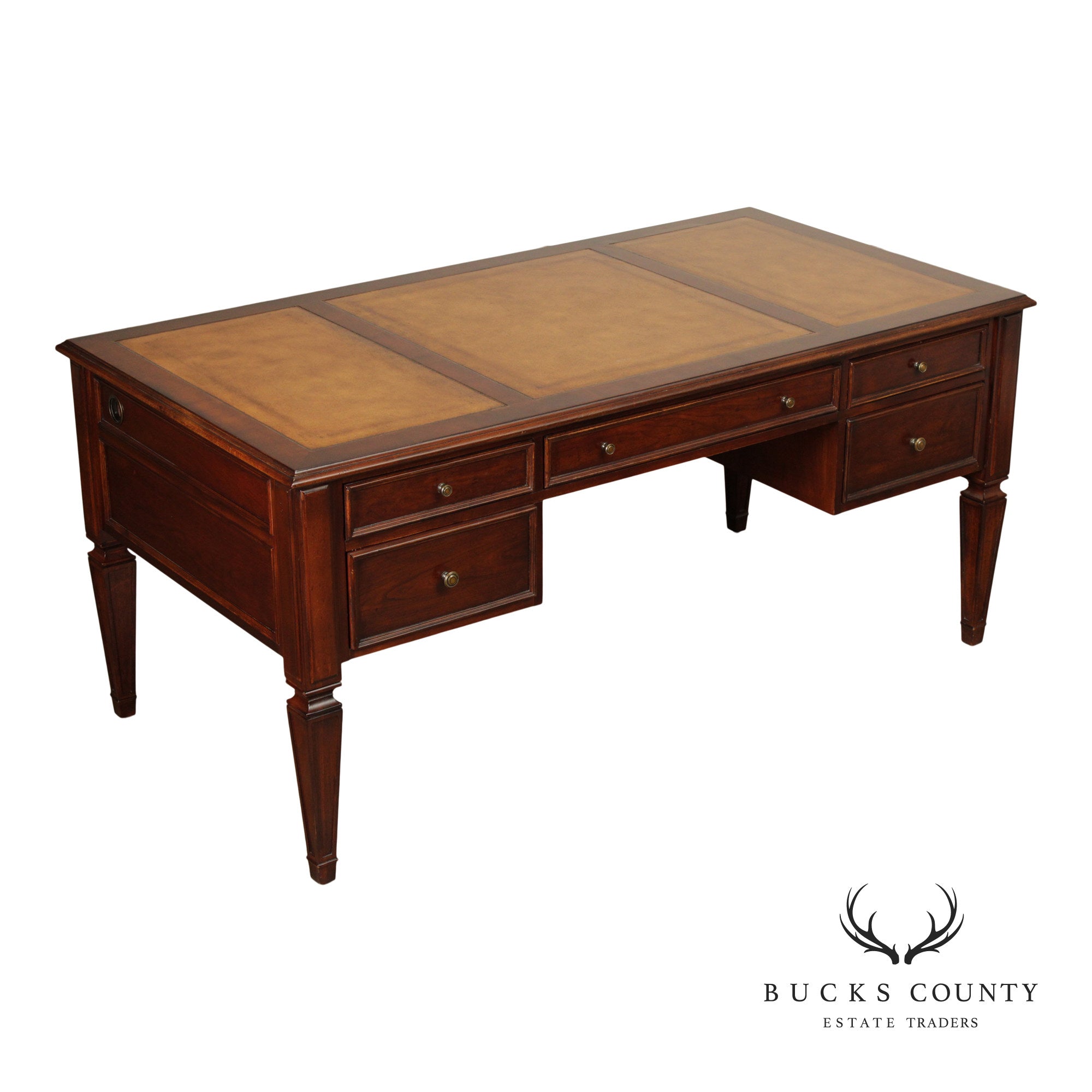 Ethan Allen Leather Top Cherry Executive Writing Desk