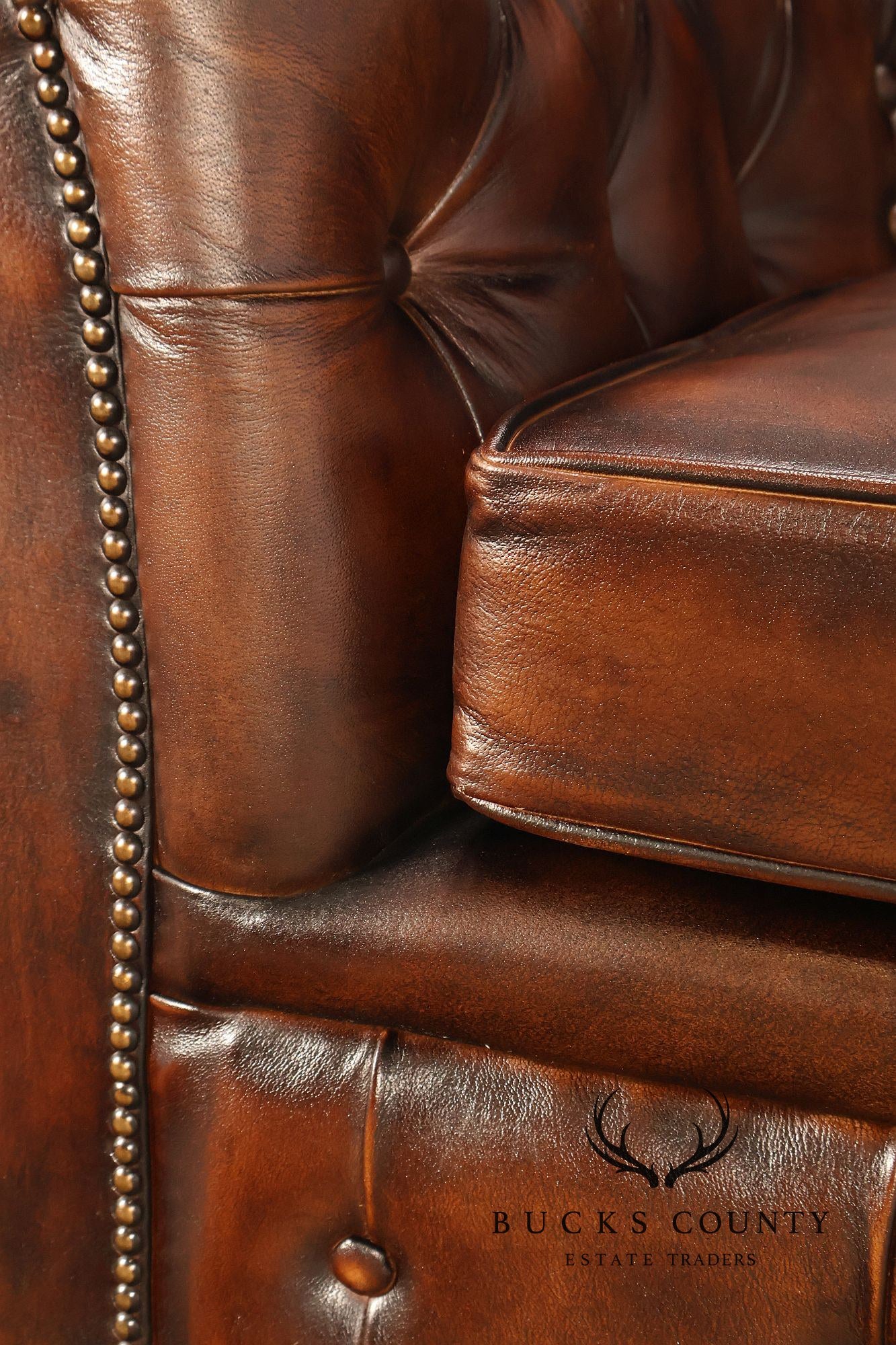 Chesterfield Style Brown Leather Sofa