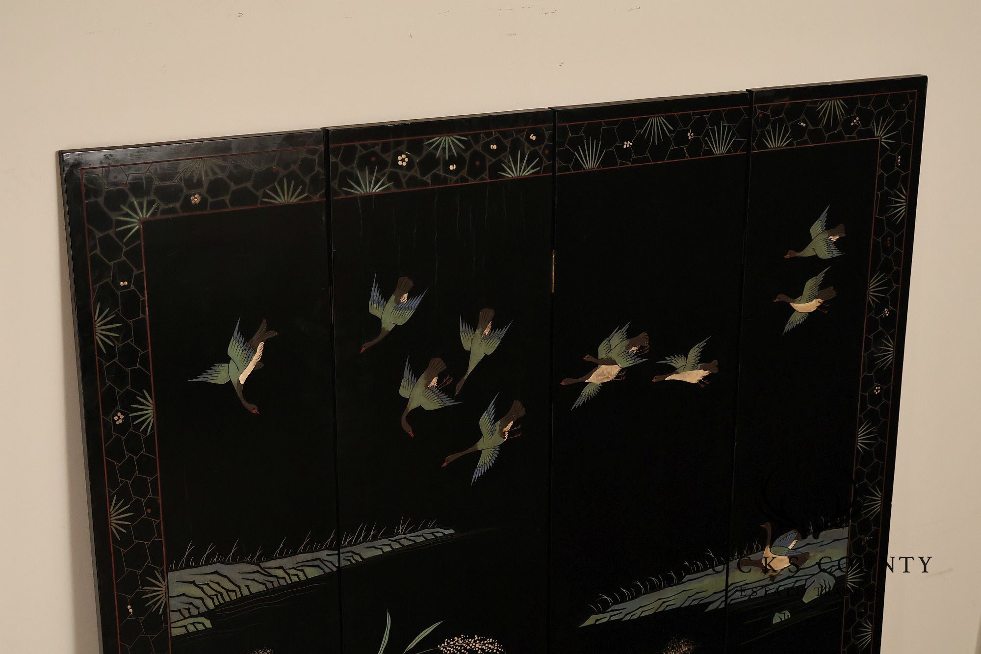 Chinese Coromandel Four Section Folding Screen