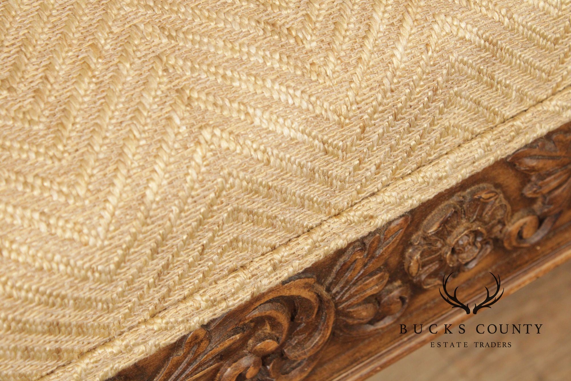 French Louis XVI Style Carved Frame Six Leg Window Bench