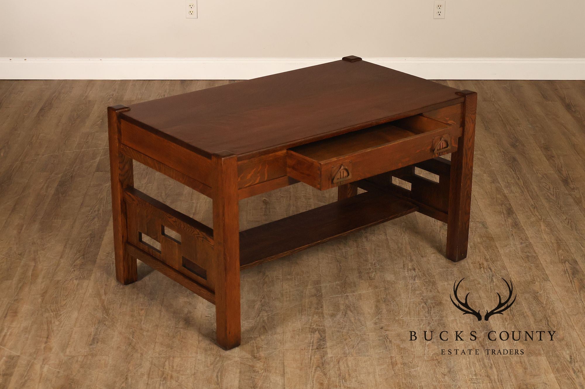 Antique Arts & Crafts Library Table Writing Desk