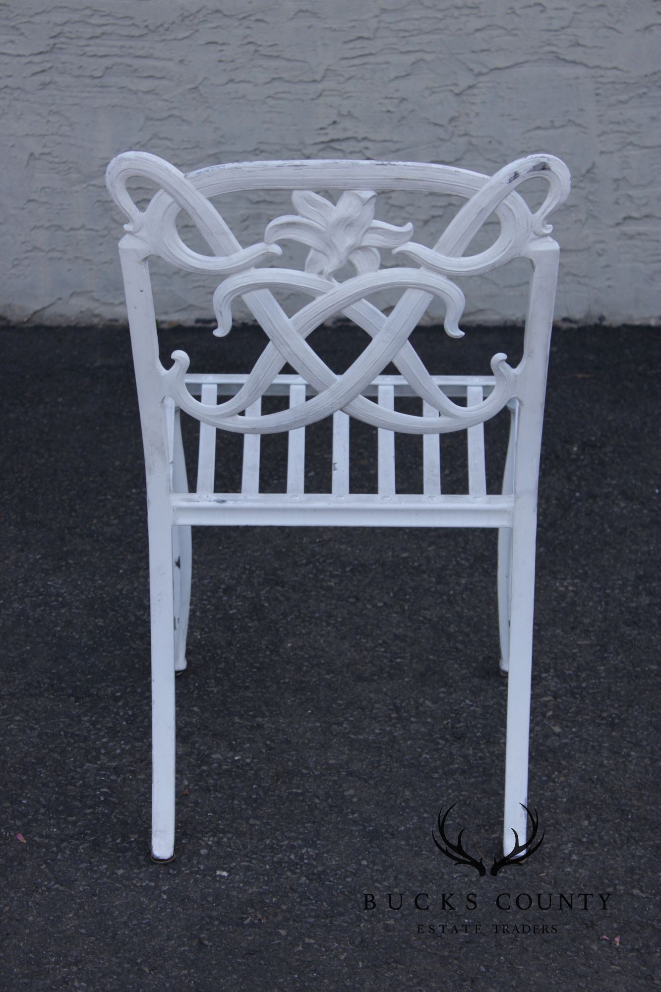 BROWN JORDAN CAST ALUMINUM 'DAY LILY' OUTDOOR PATIO SET OF FOUR DINING CHAIRS
