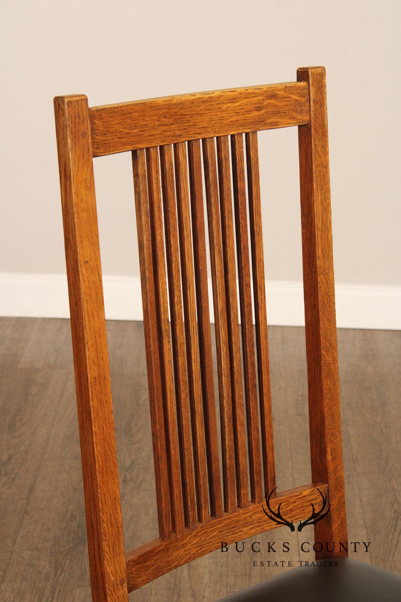 Stickley Mission Collection Set Of Eight Oak Spindle Back Dining Chairs