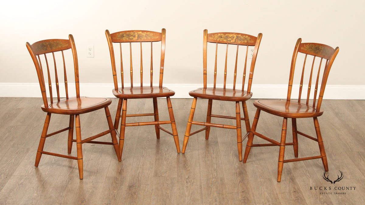 L. Hitchcock Set of Four Faux Bamboo Dining Chairs
