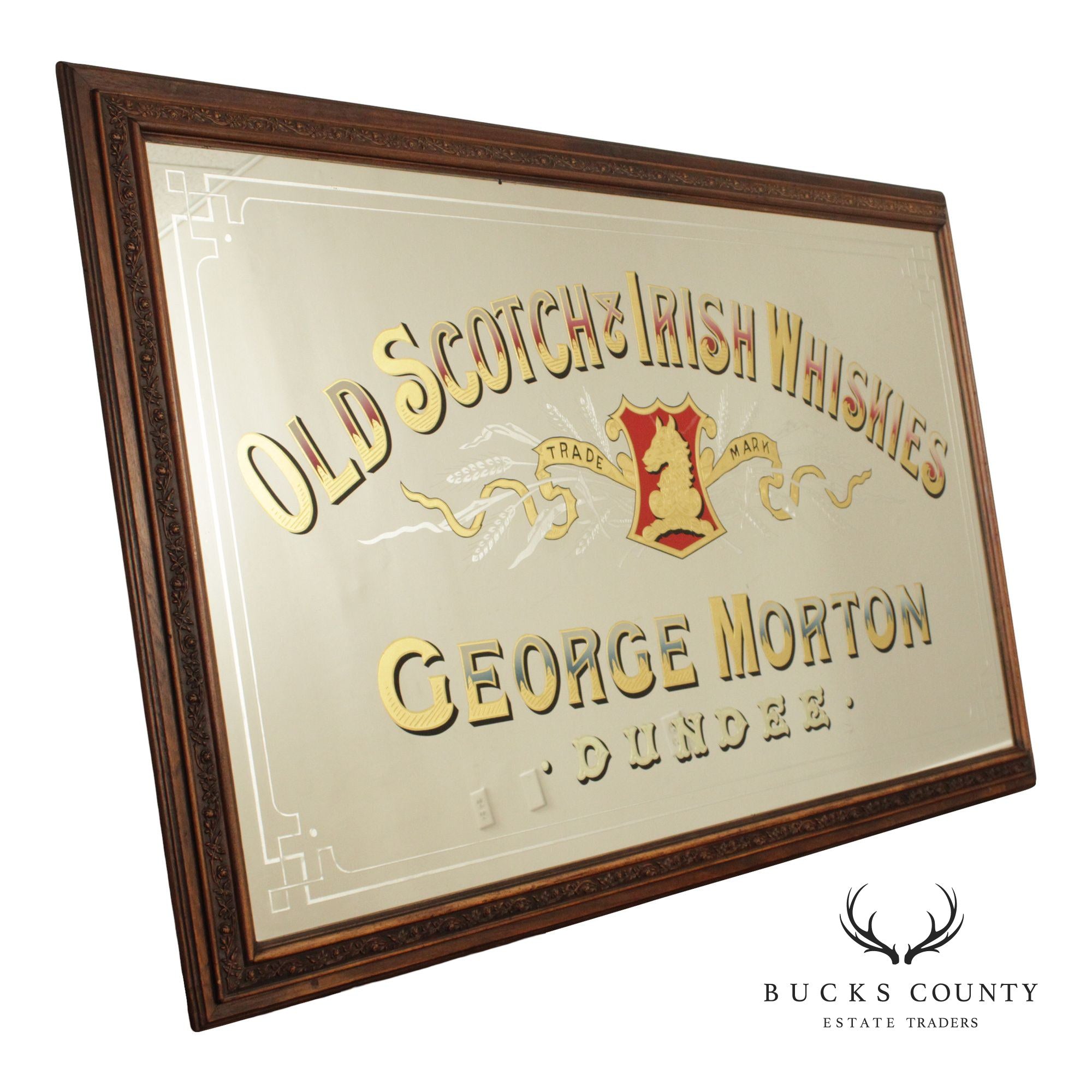 George Morton Whisky Etched and Reverse Painted Pub Mirror
