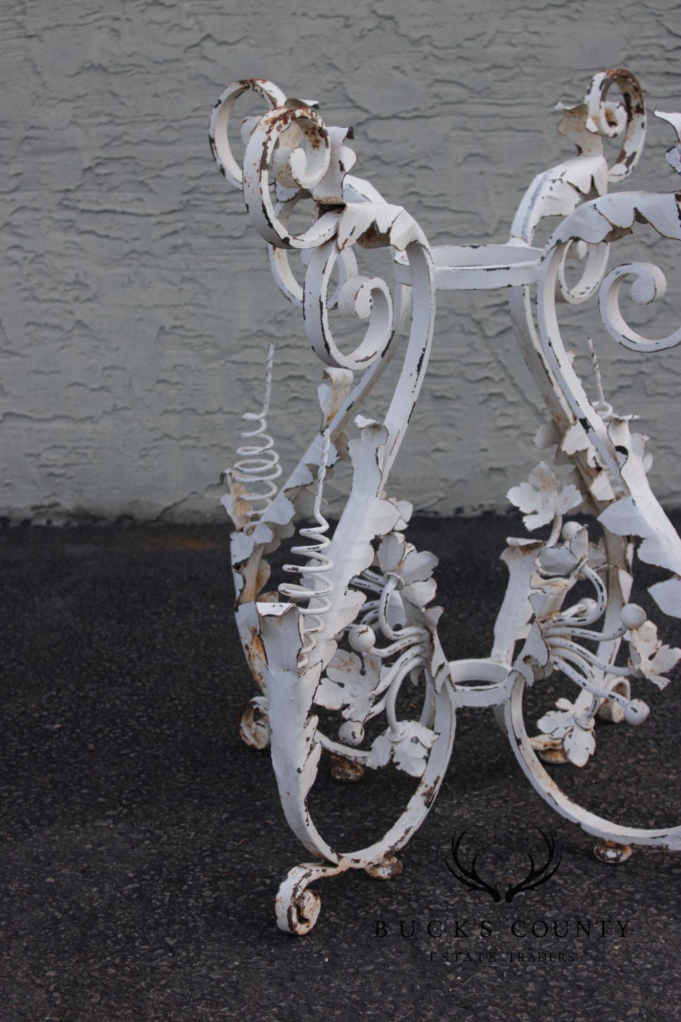 Vintage Italian Style Painted Wrought Iron Garden Plant Stand or Table Base