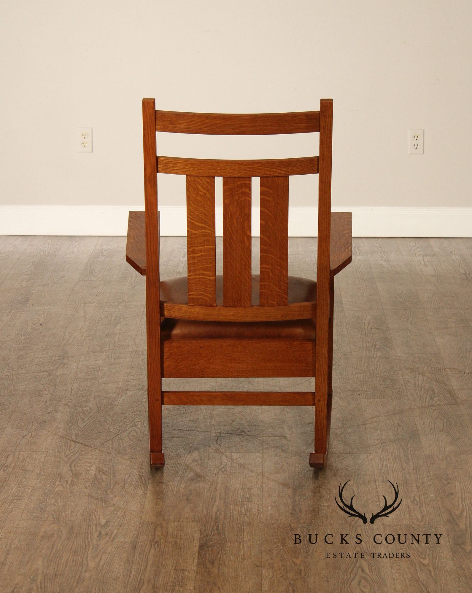 Stickley Mission Collection Harvey Ellis Inlaid Oak Rocker