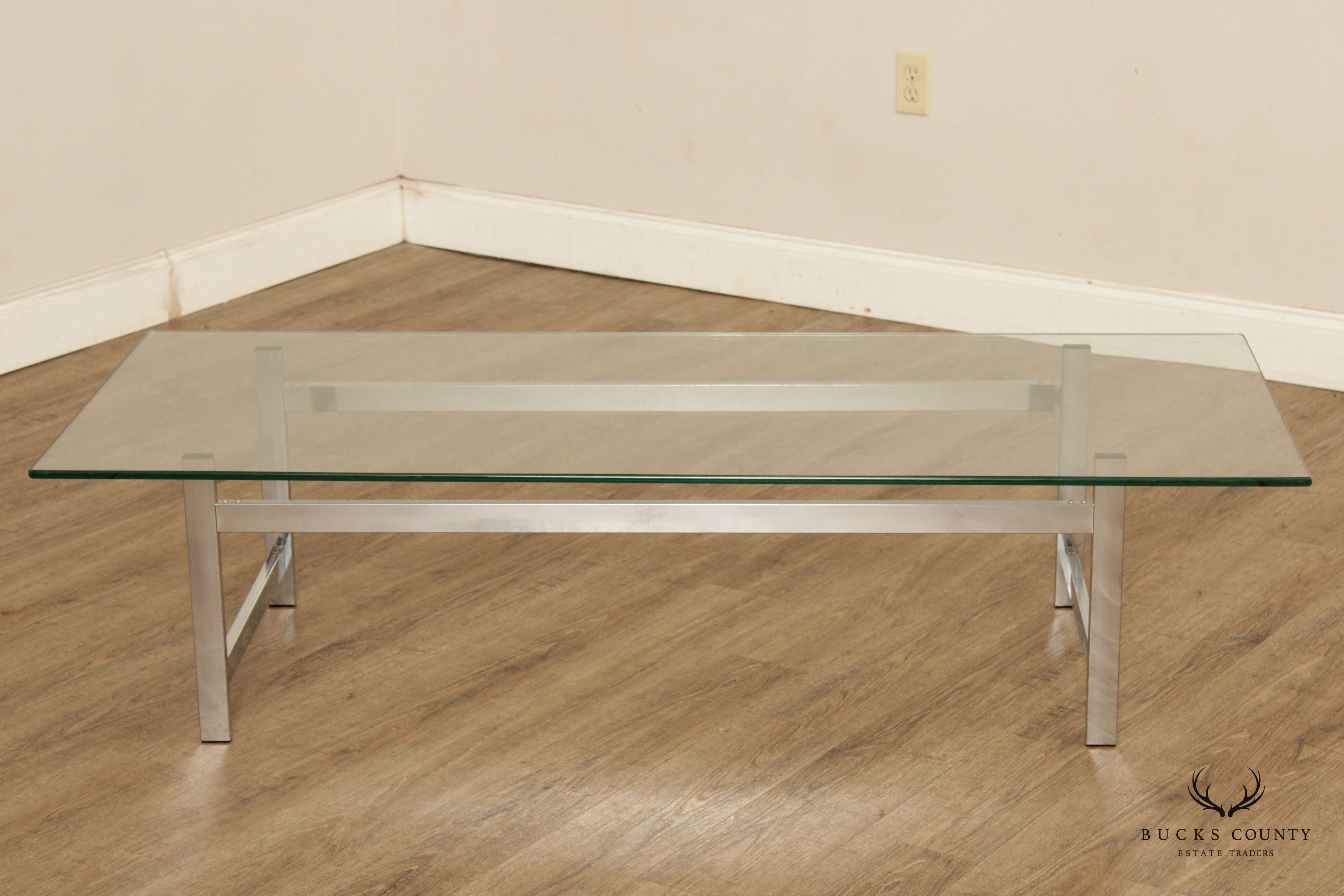 Modern Glass Top Chrome Coffee Table